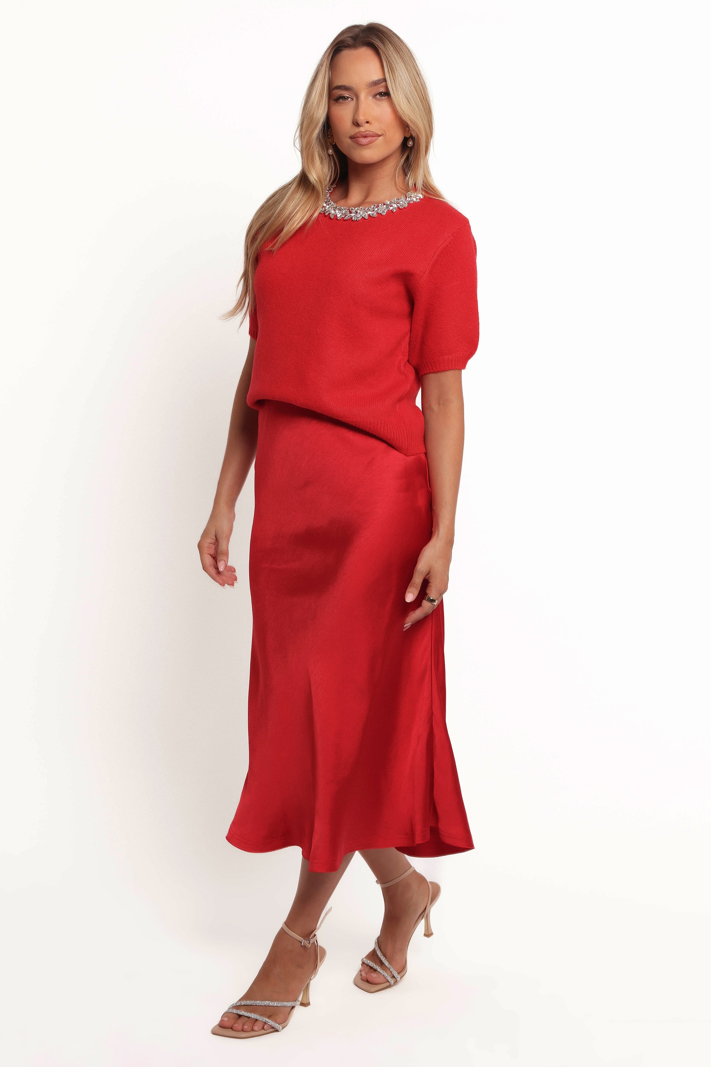 BOTTOMS Karla Midi Skirt - Red