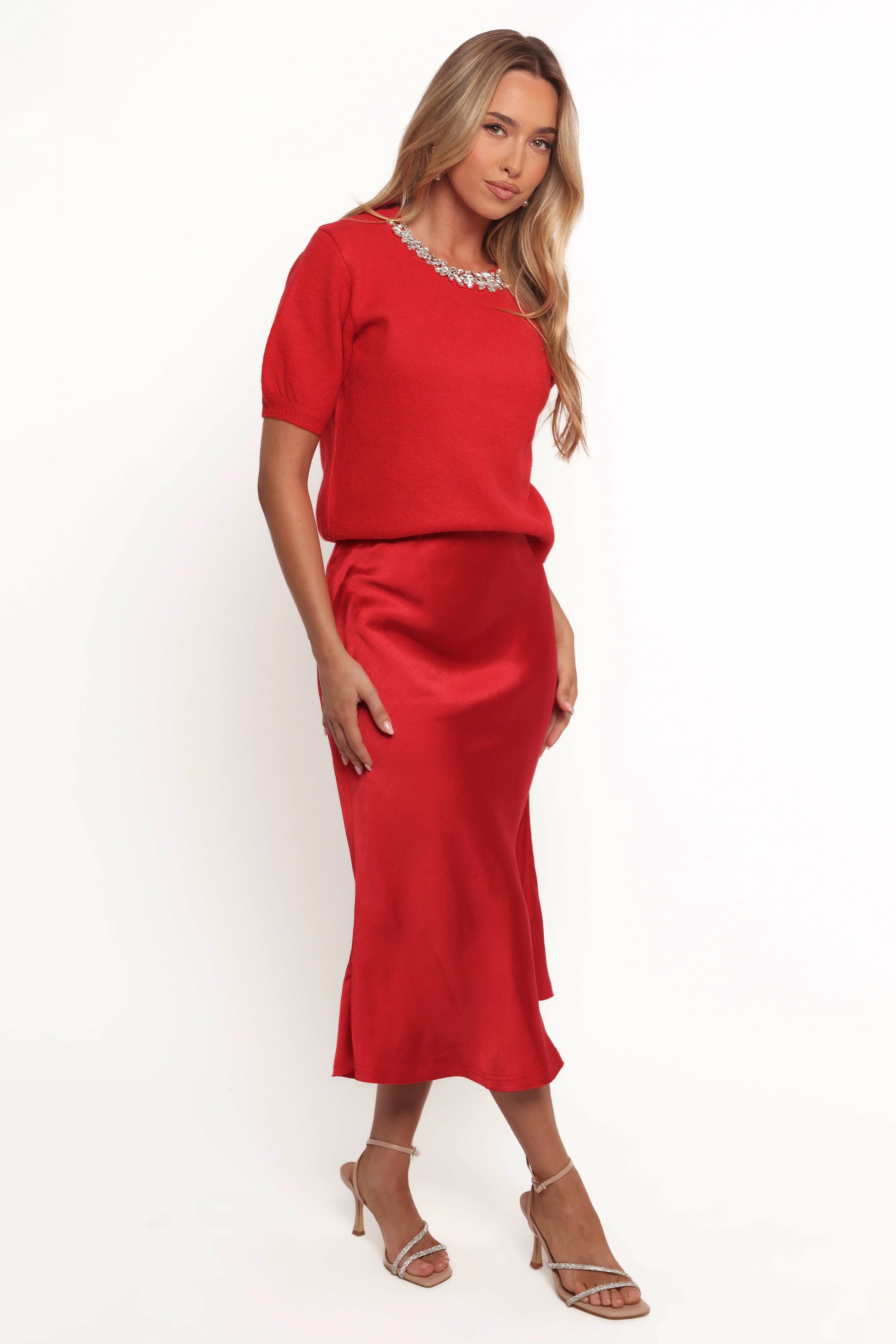 BOTTOMS Karla Midi Skirt - Red