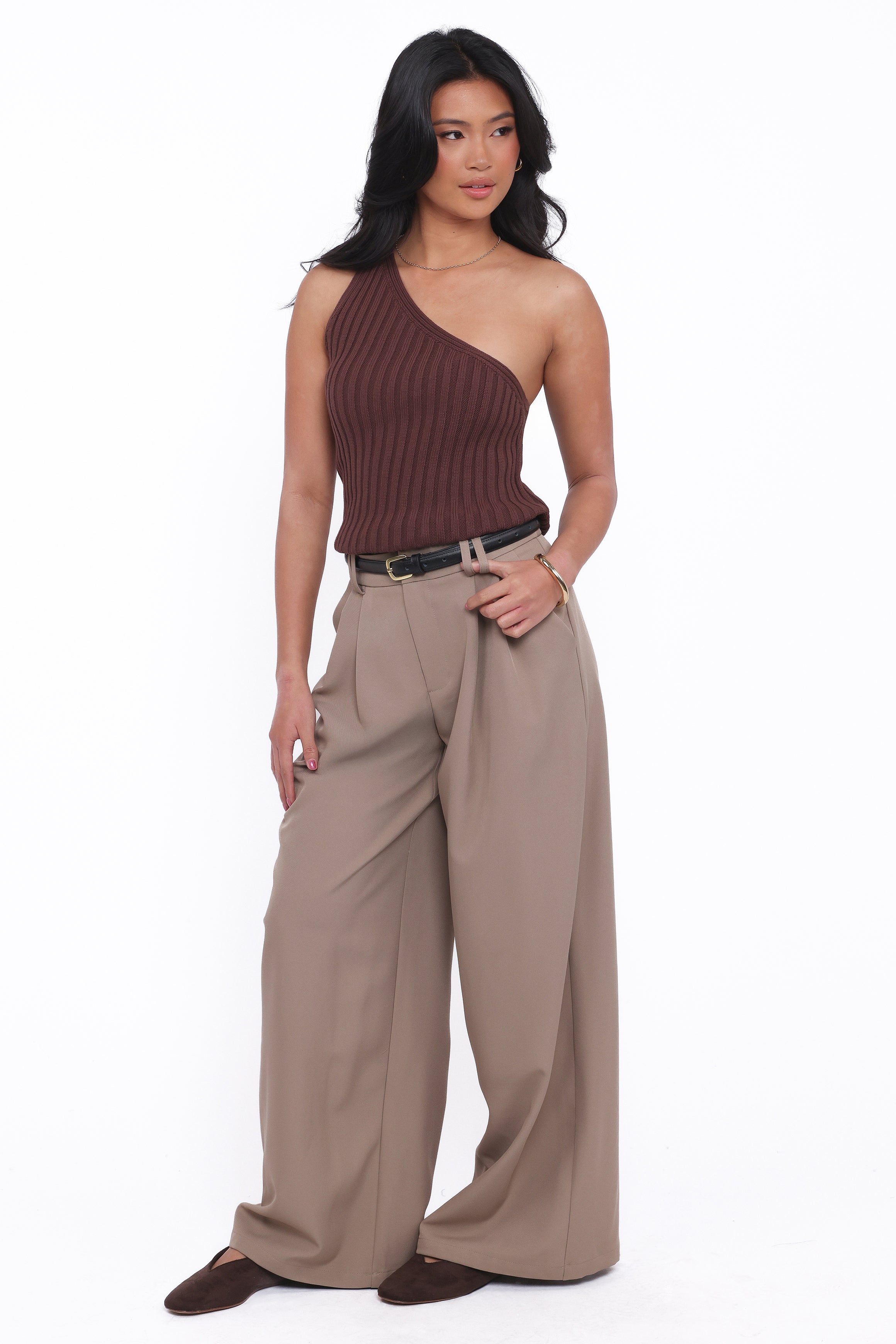 BOTTOMS Kathryn Wide Leg Pant - Beige