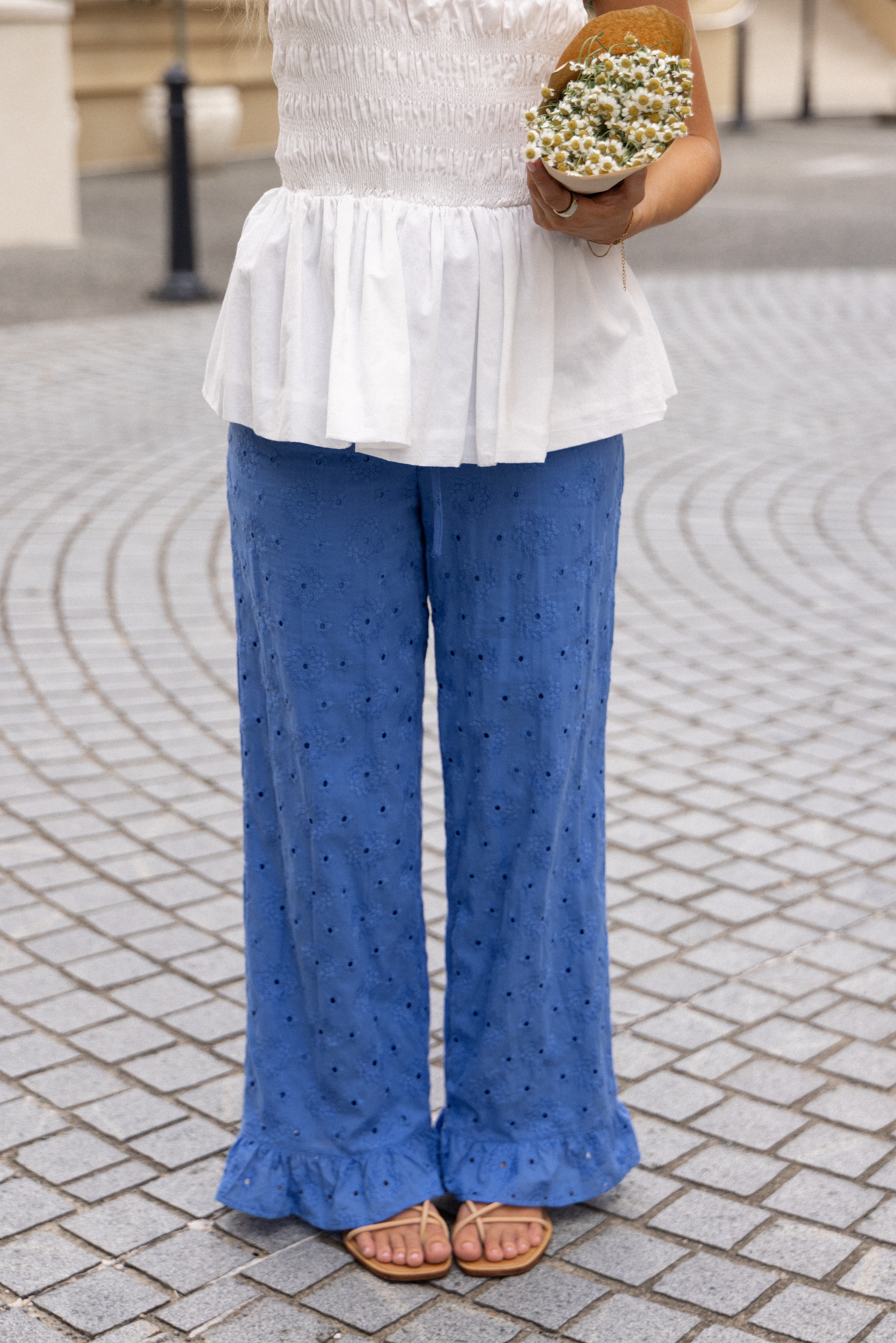 BOTTOMS Katya Embroidered Pants - Cobalt