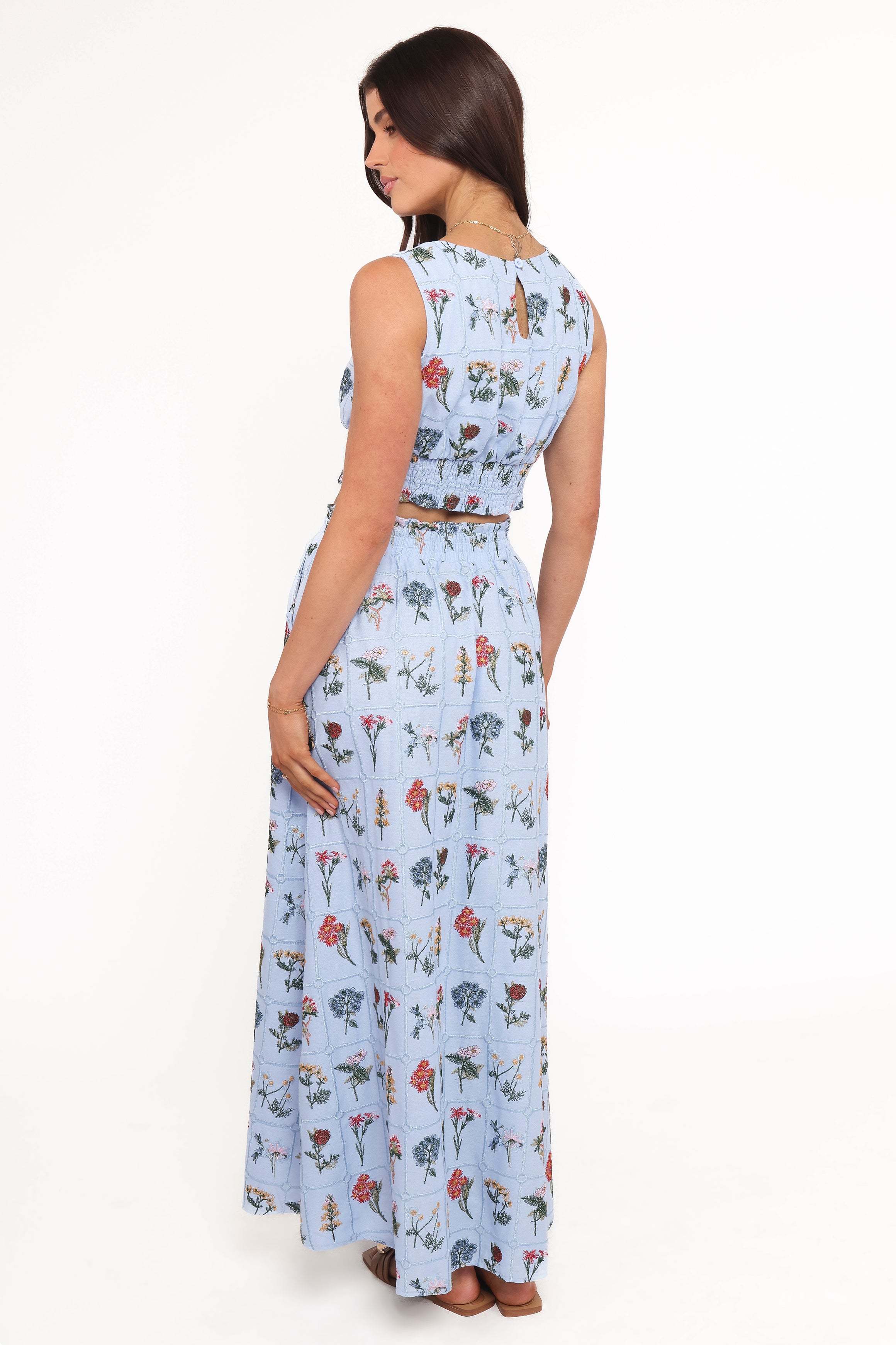 BOTTOMS Kimora Embroidered Maxi Skirt - Blue Floral