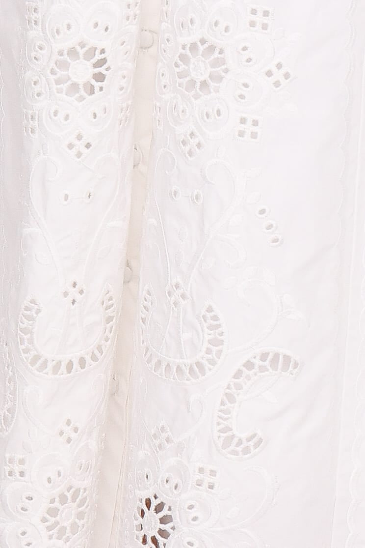 BOTTOMS Kye Midi Skirt - White Broderie