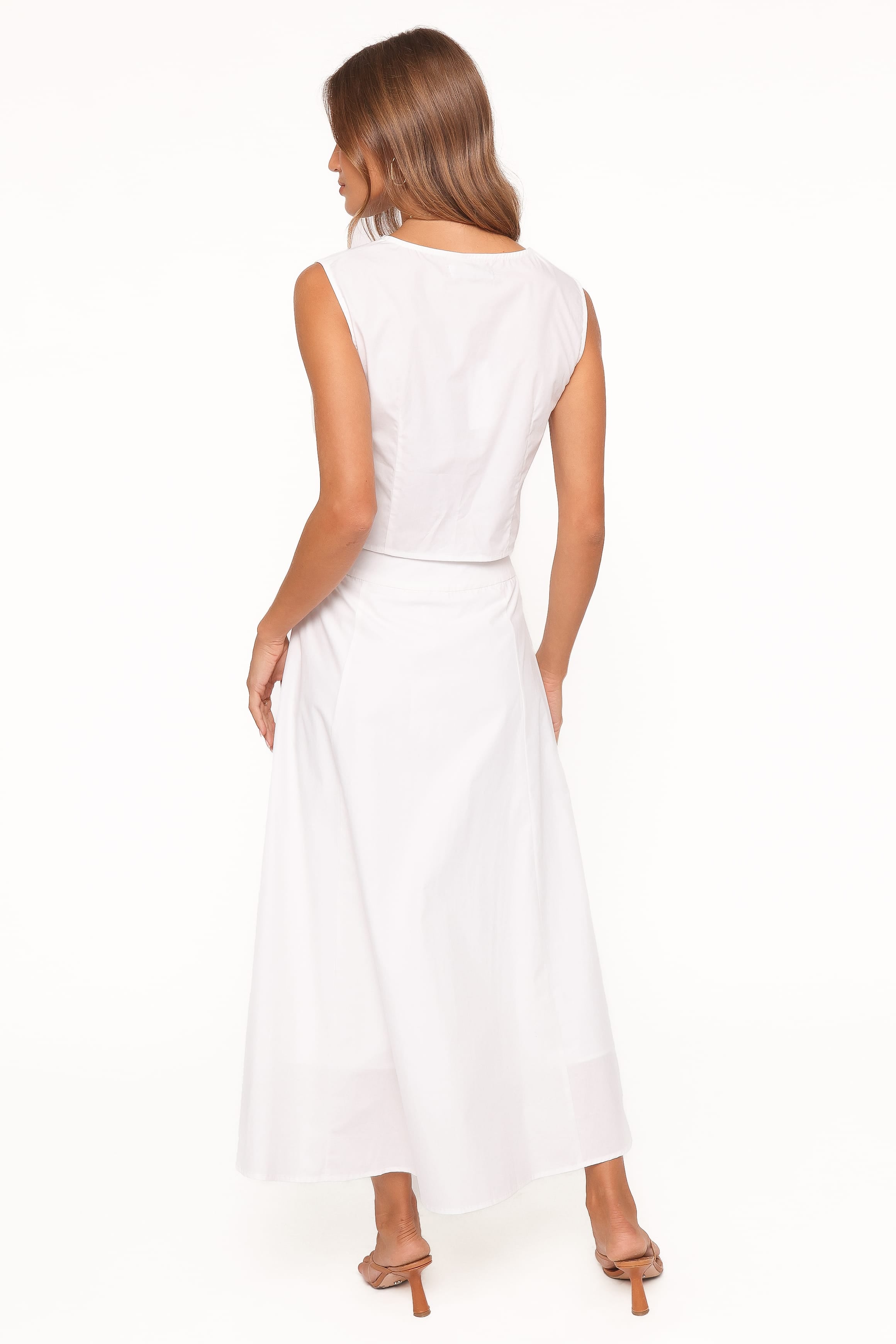 BOTTOMS Kye Midi Skirt - White Broderie