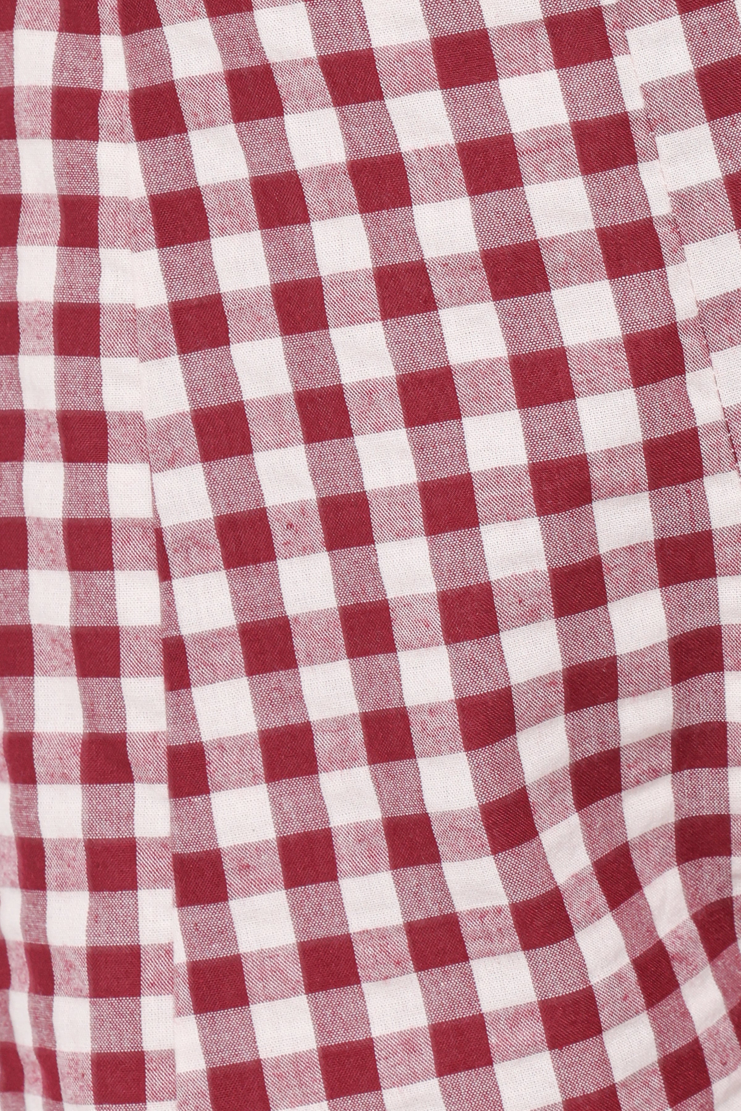 BOTTOMS Landon Fitted Shorts - Burgundy Gingham