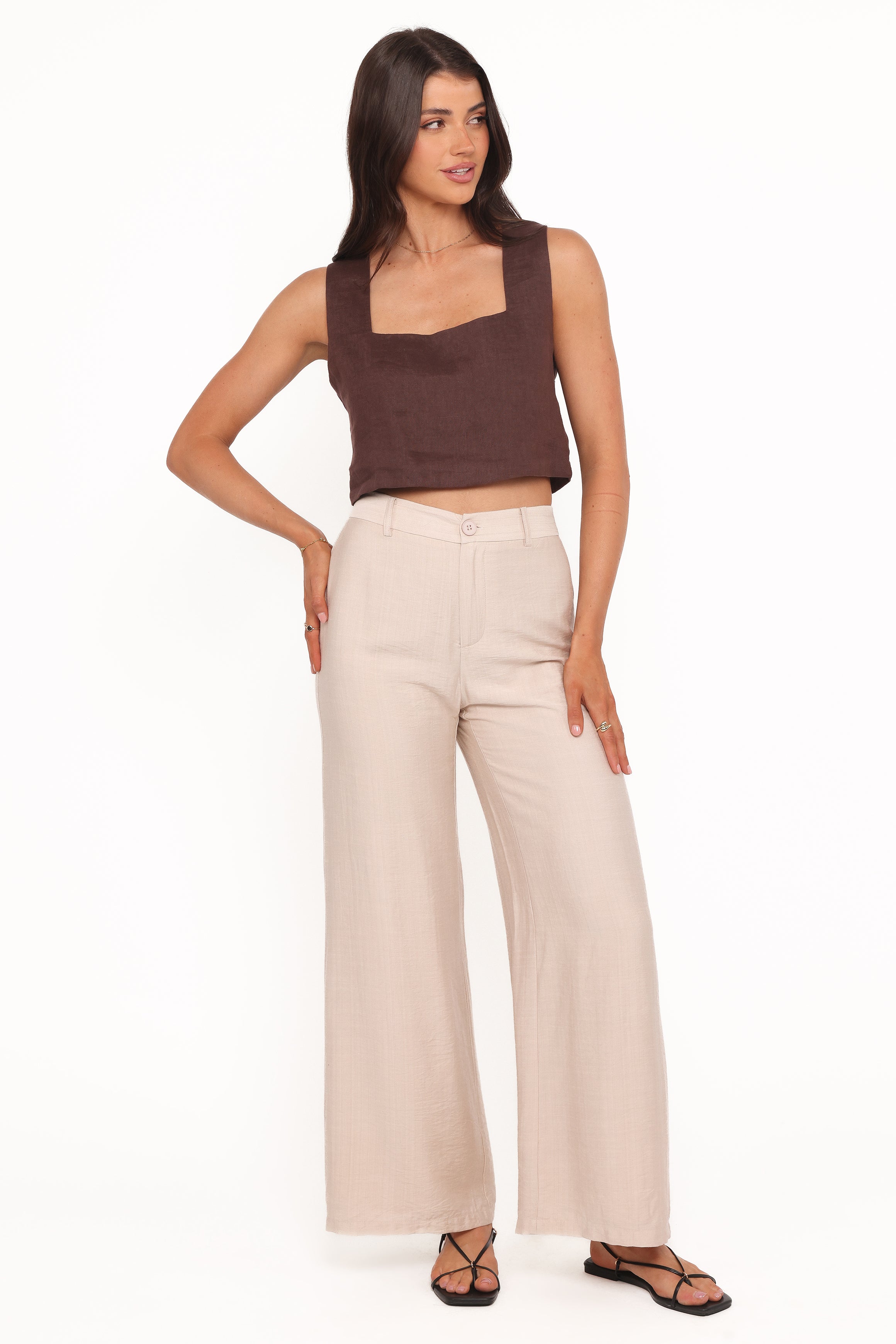 BOTTOMS Lauren Wide Leg Pant - Beige