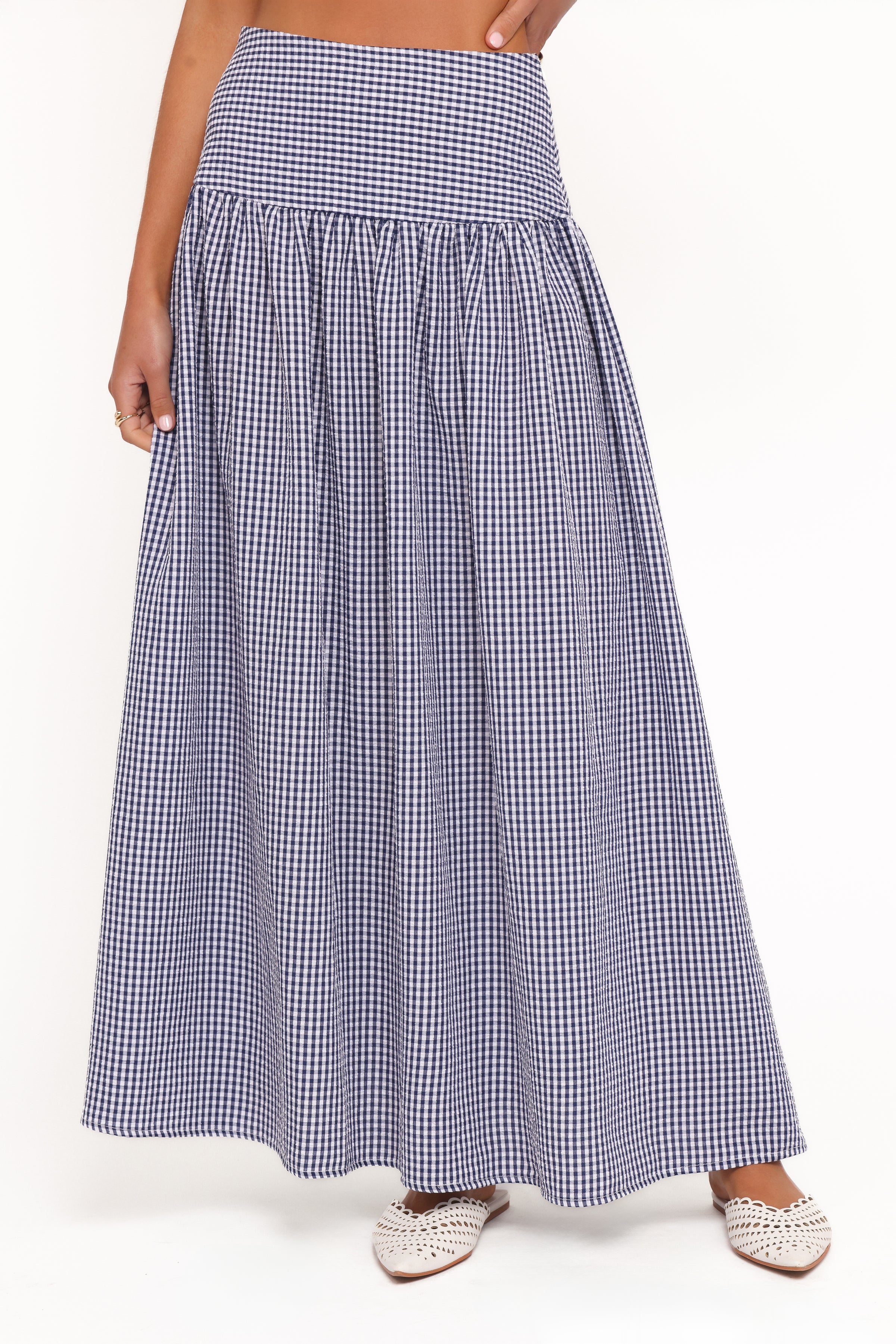 BOTTOMS Laurita Maxi Skirt - Navy Gingham