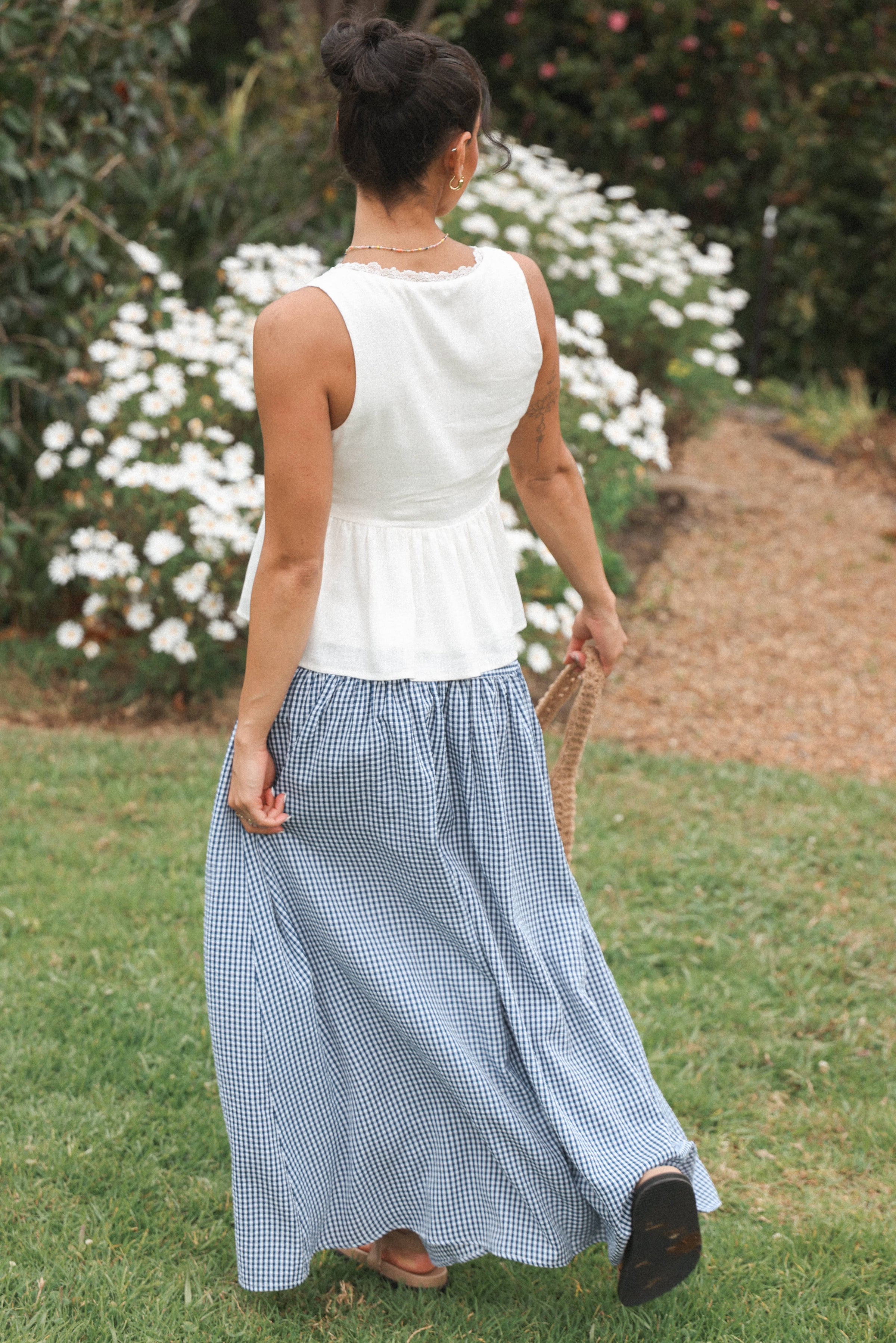 BOTTOMS Laurita Maxi Skirt - Navy Gingham