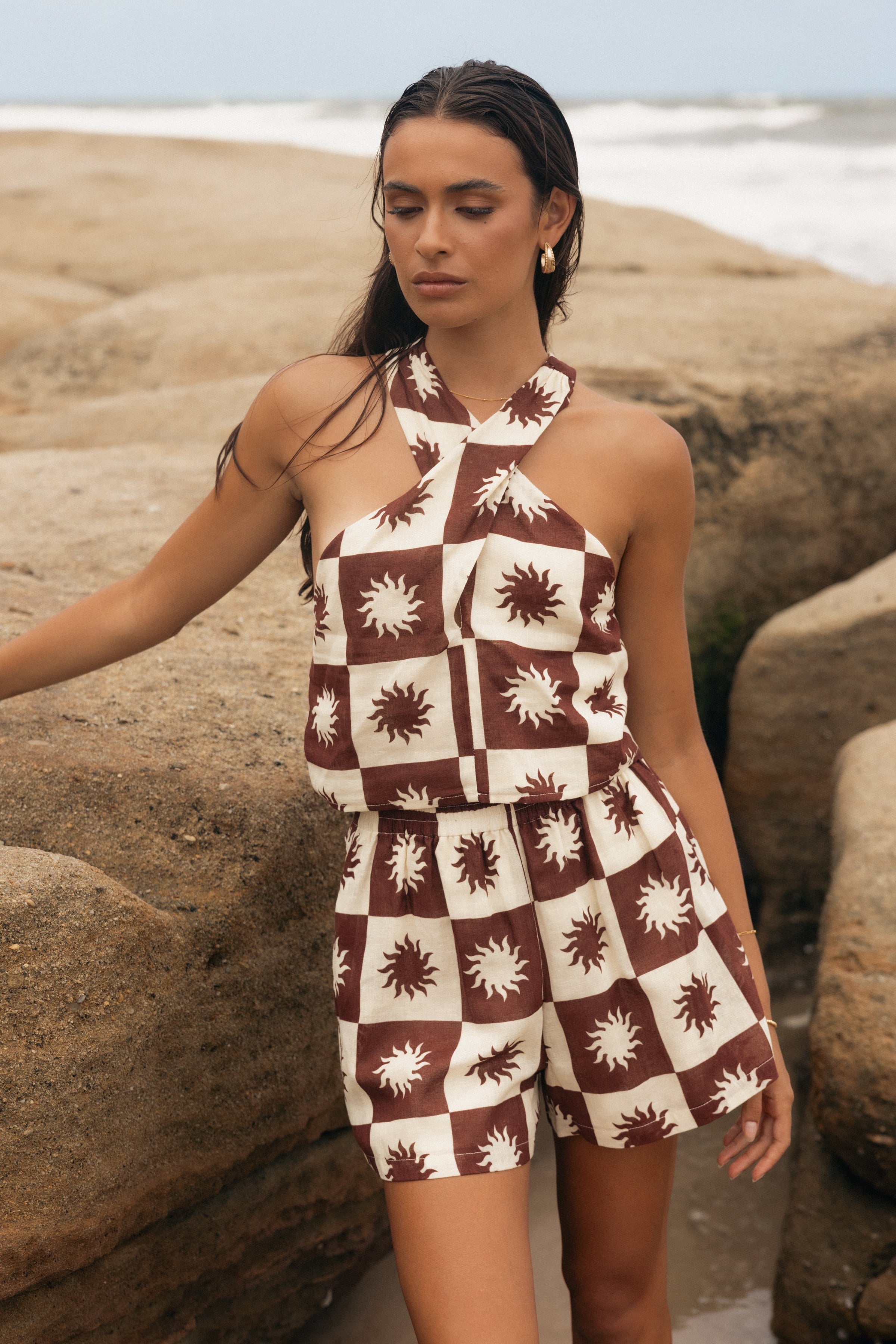 BOTTOMS @Leo Shorts - Brown Cream (Hold for Sundial)