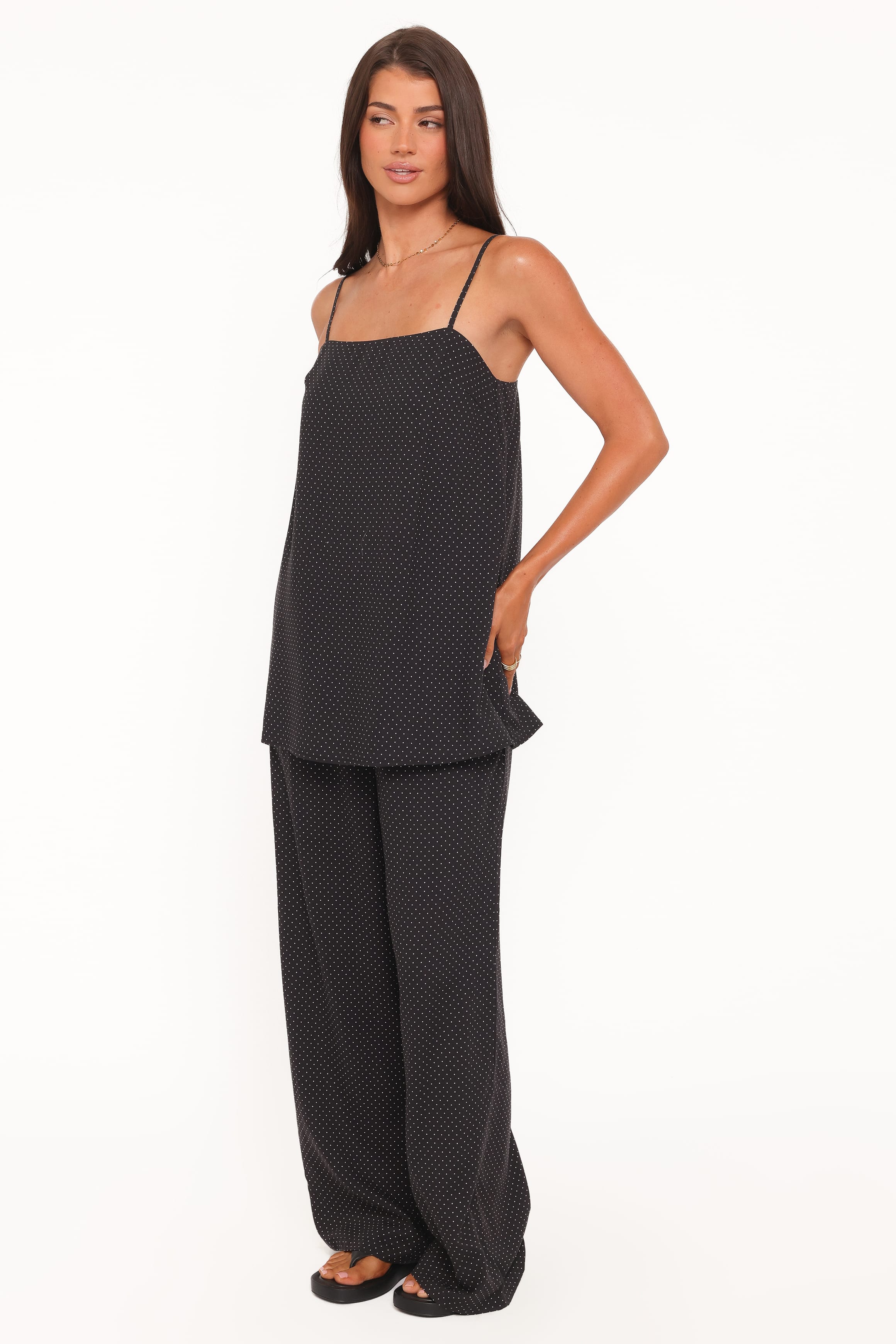 BOTTOMS Lexi Elastic Waist Pant - Black Polkadot