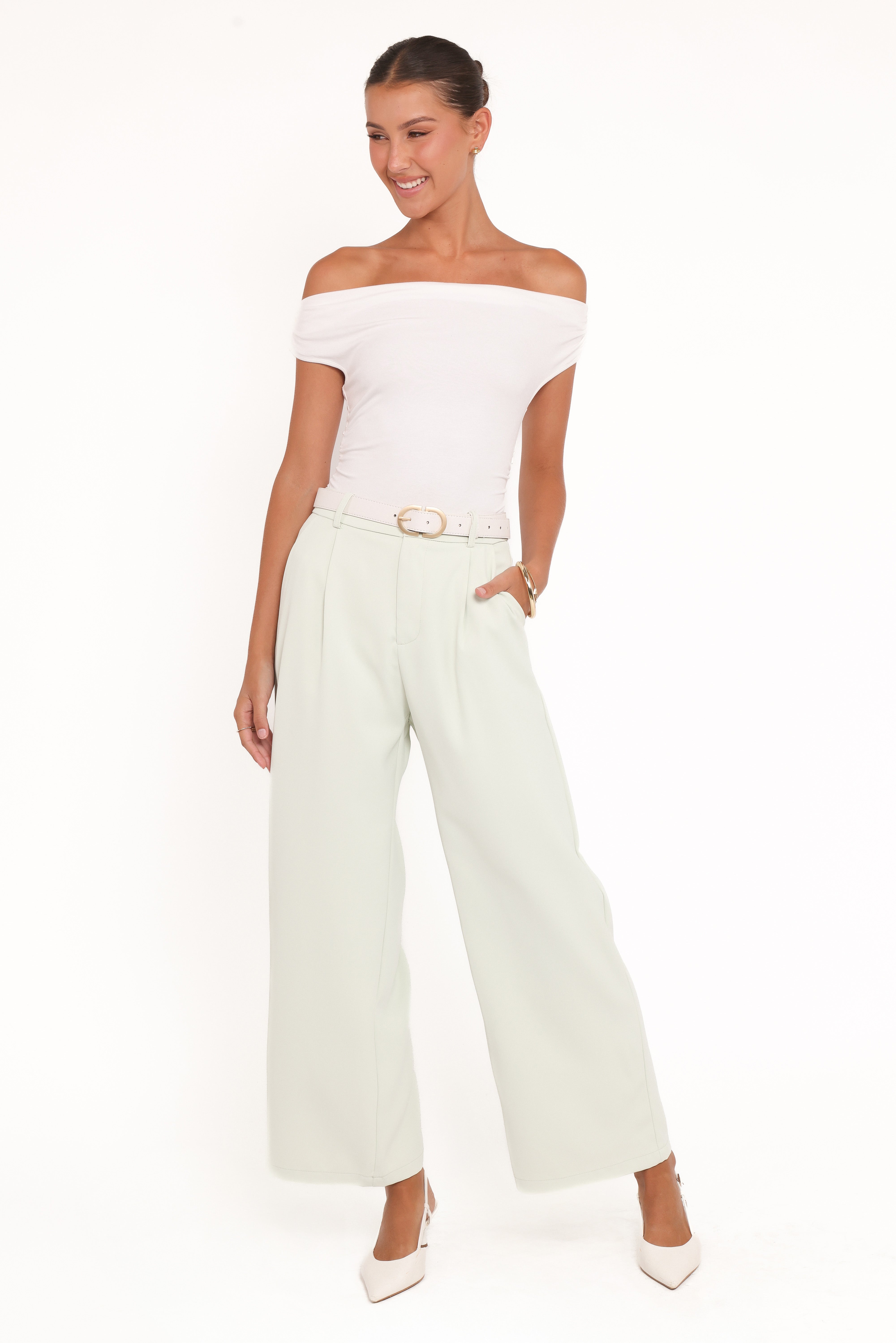 BOTTOMS Lia Wide Leg Pant - Sage Green