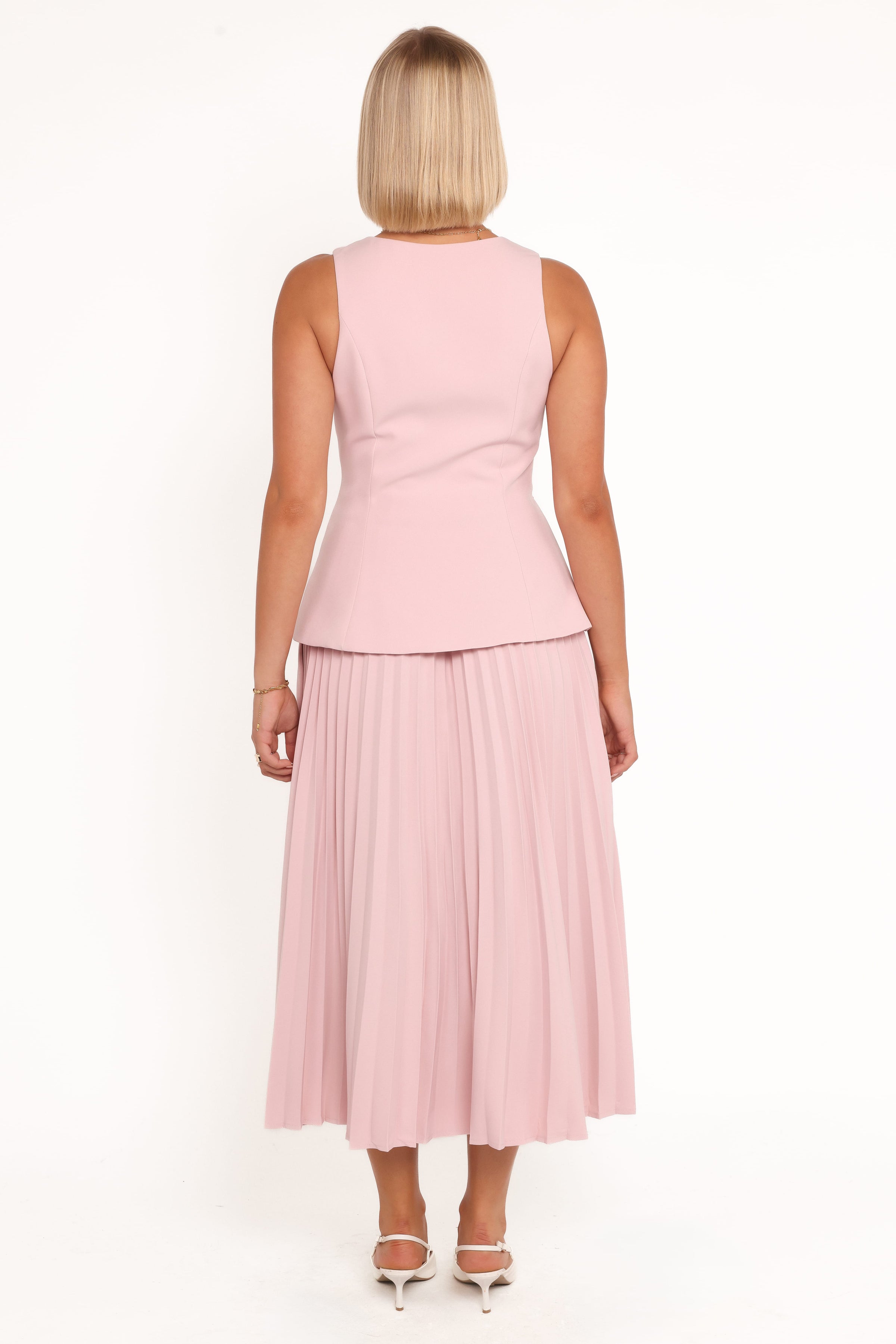 BOTTOMS Liliana Pleated Midi Skirt - Pink