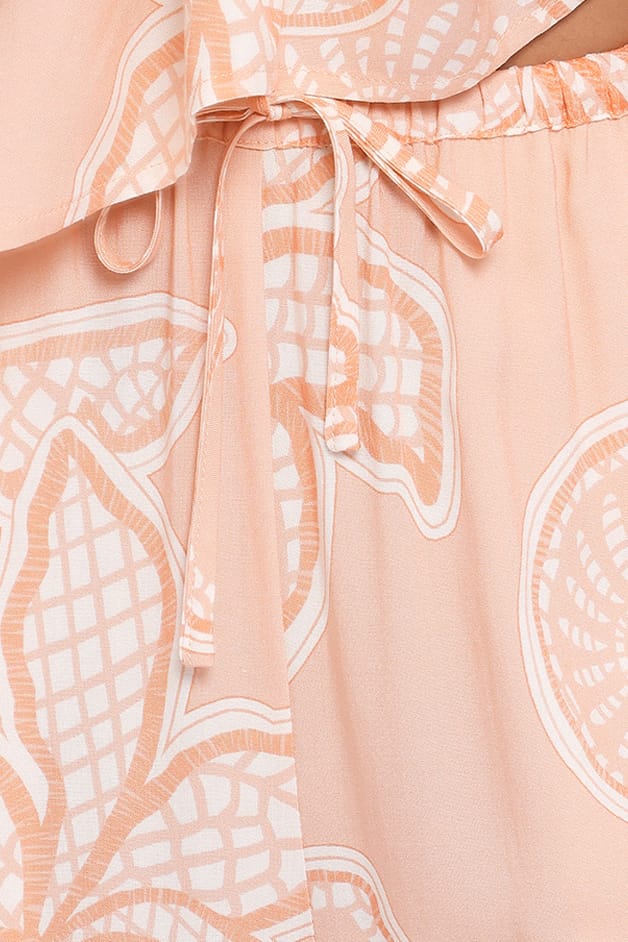 BOTTOMS Lira Tie Waist Pant - Peach Floral