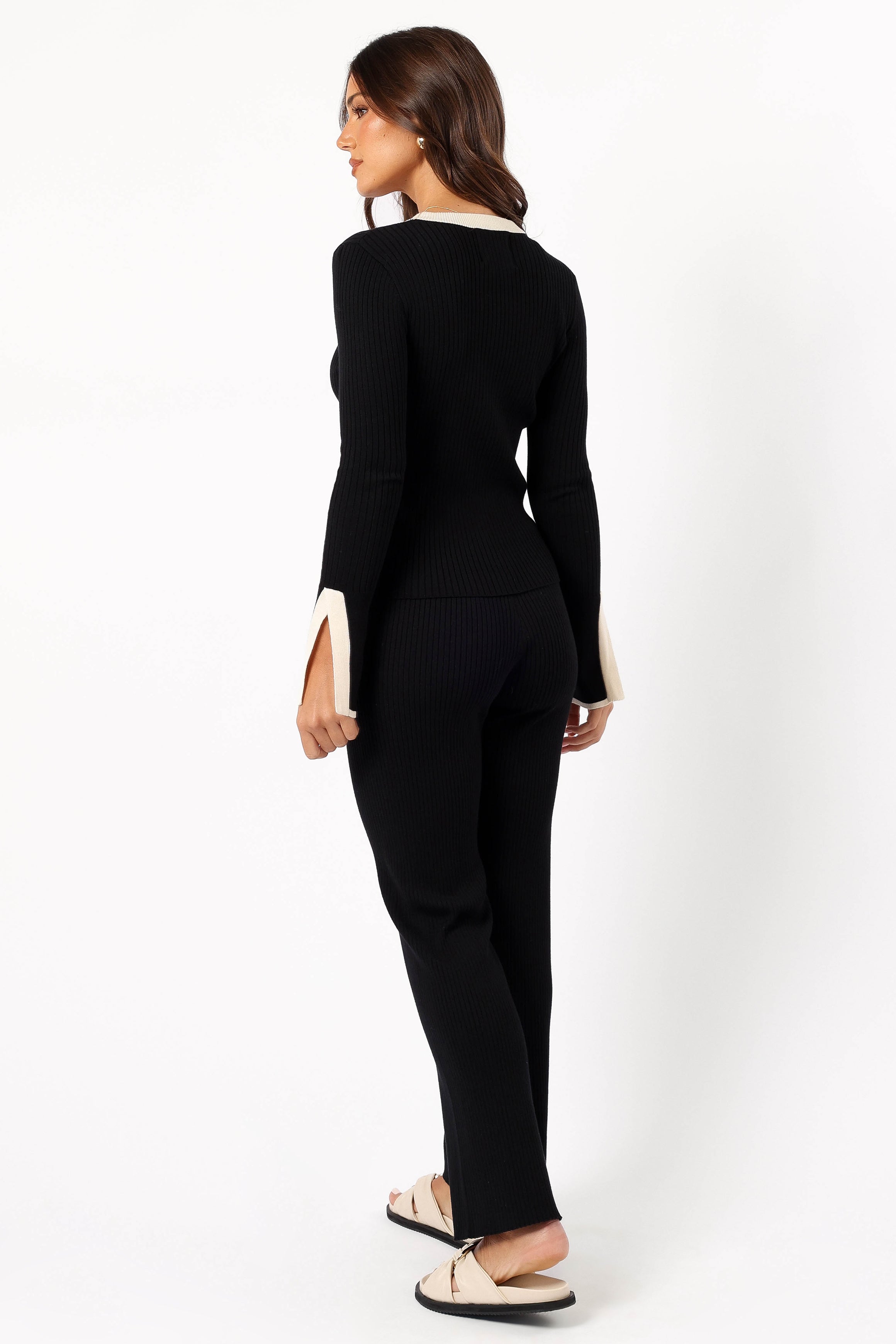 BOTTOMS @Lizbeth Knit Pant - Black White