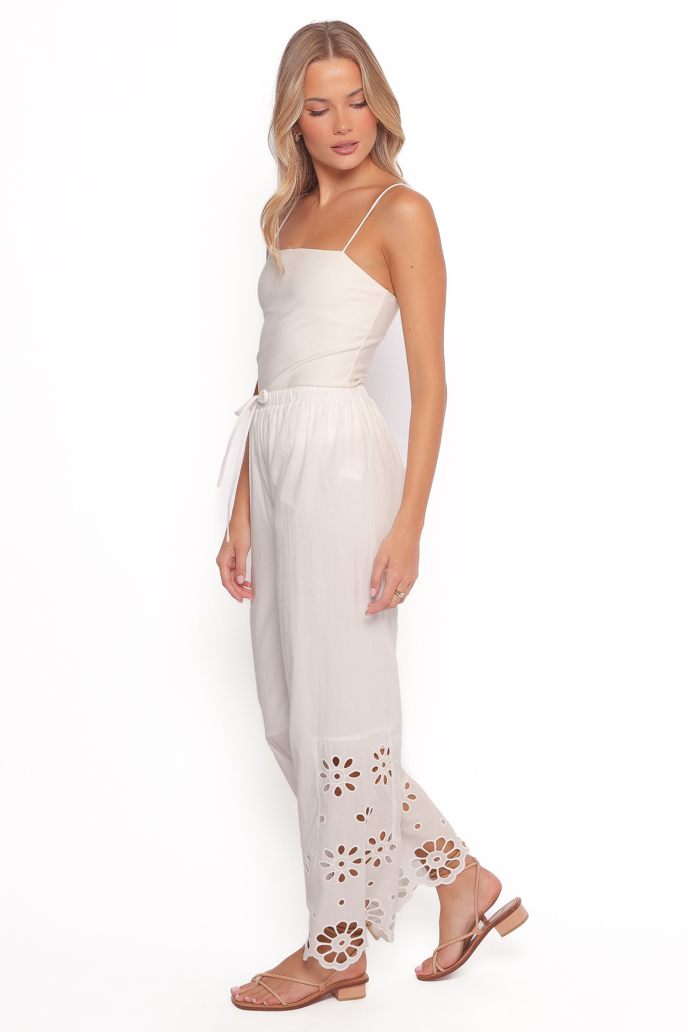 BOTTOMS Lola Cut Out Detail Pants - White