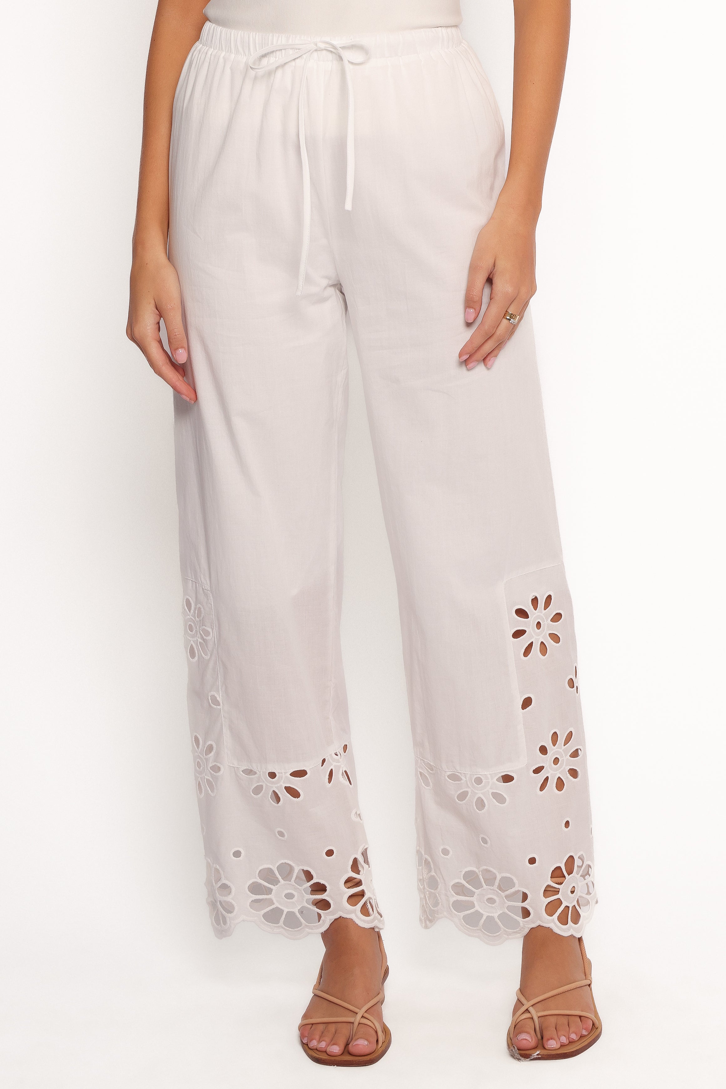 BOTTOMS Lola Cut Out Detail Pants - White