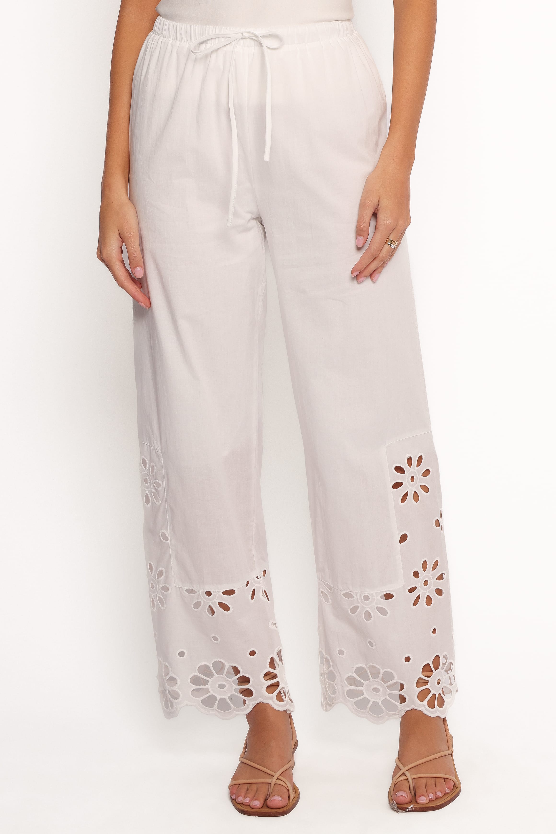 BOTTOMS Lola Cut Out Detail Pants - White