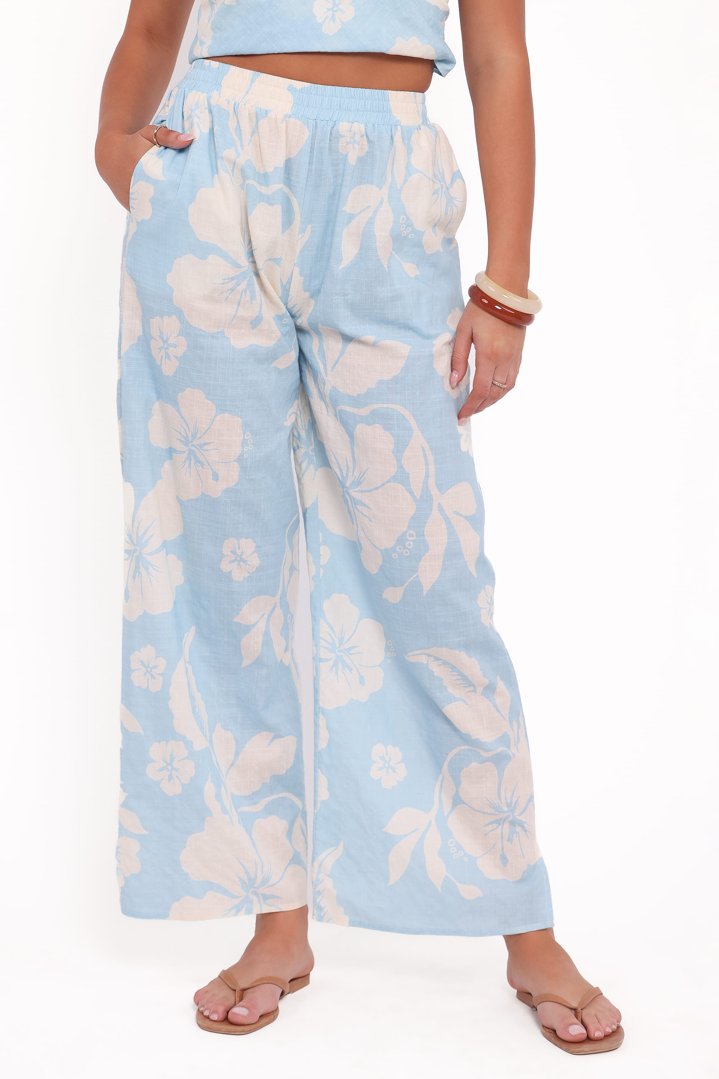 BOTTOMS Lourdes Wide Leg Pant - Blue Hibiscus