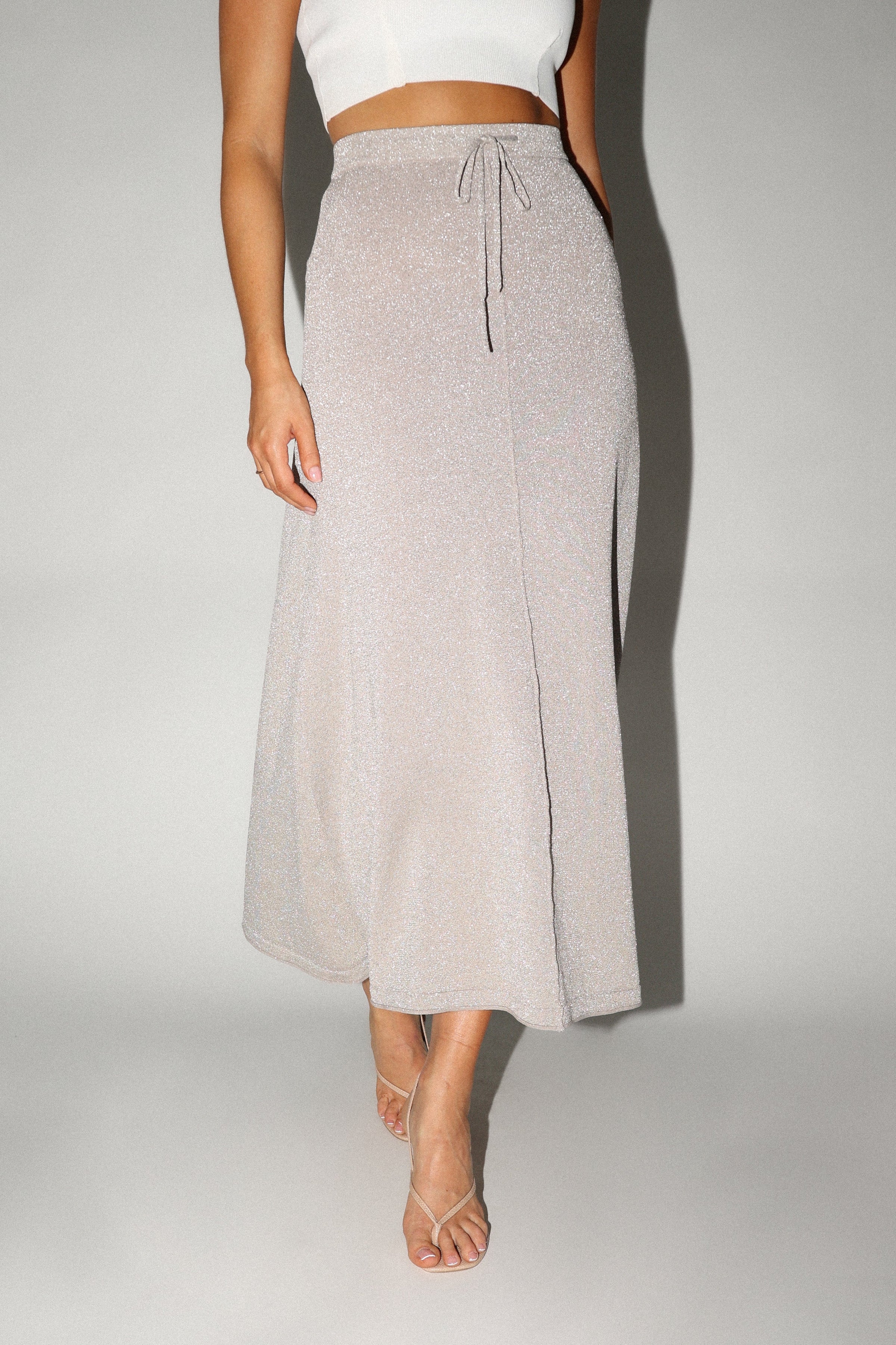 BOTTOMS @Lucille Maxi Skirt - Silver