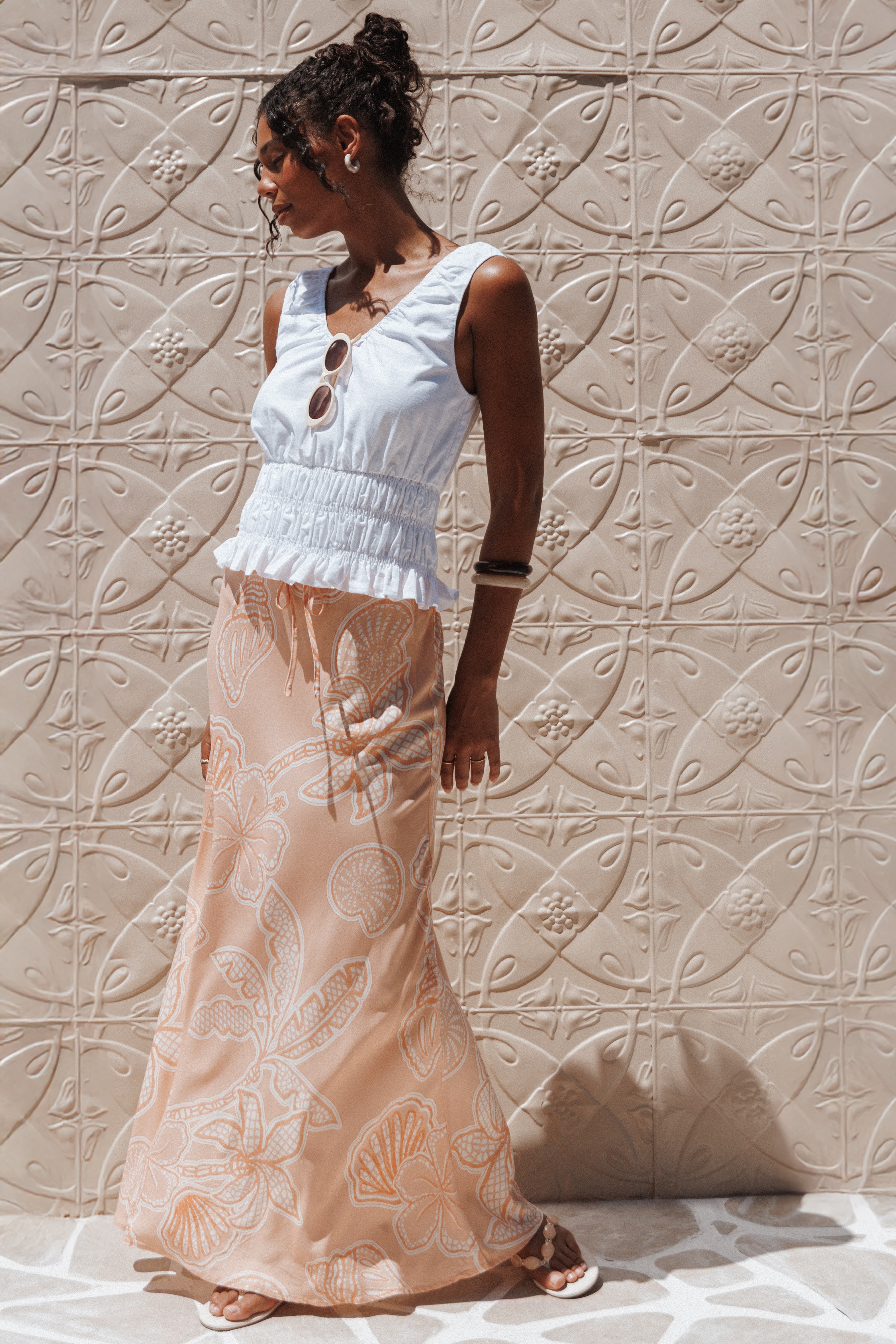 BOTTOMS Marissa Maxi Skirt - Peach Floral