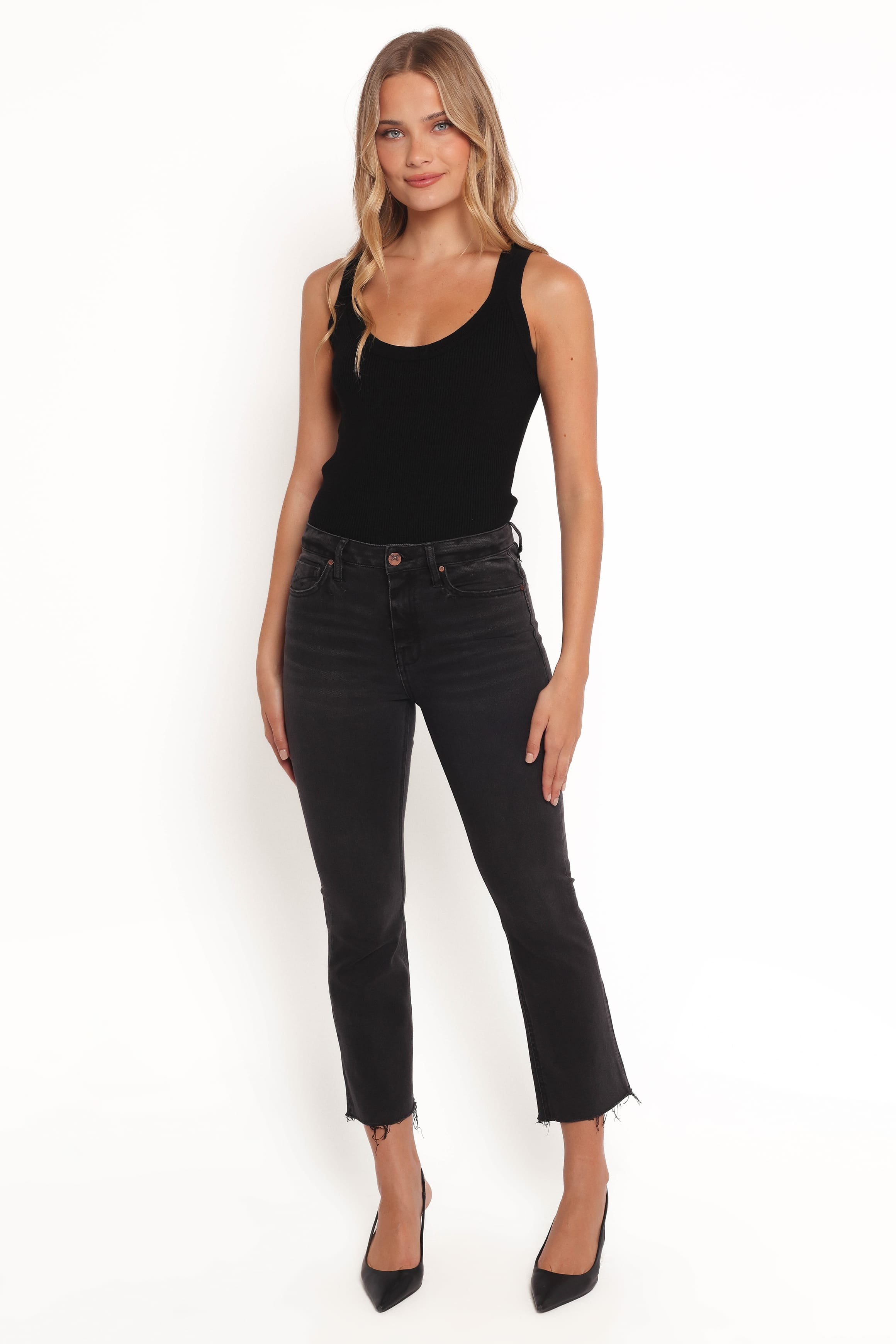 BOTTOMS Marlow Mid Rise Crop Flare Jeans - Psych