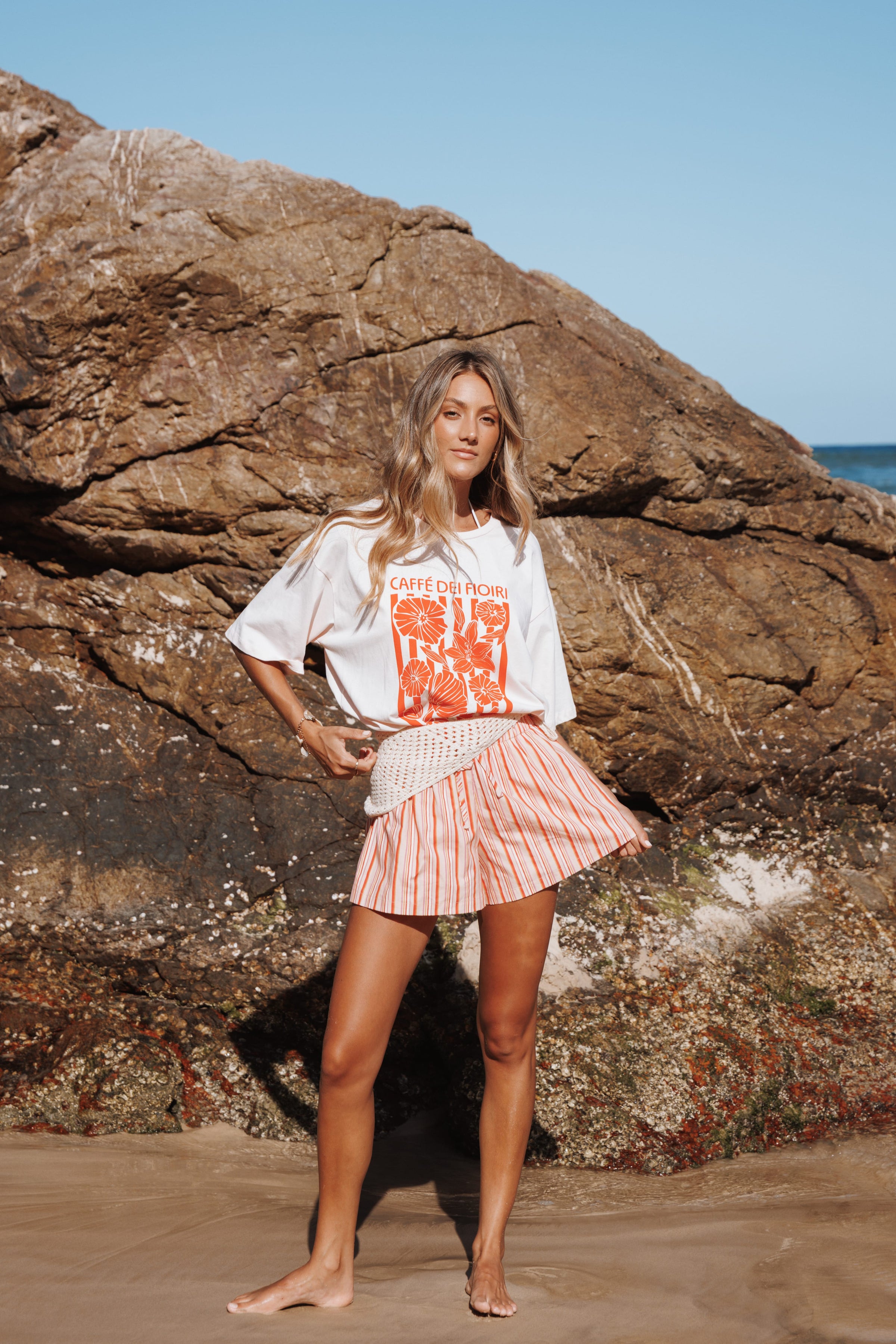 BOTTOMS Mattina Shorts - Peach Stripe