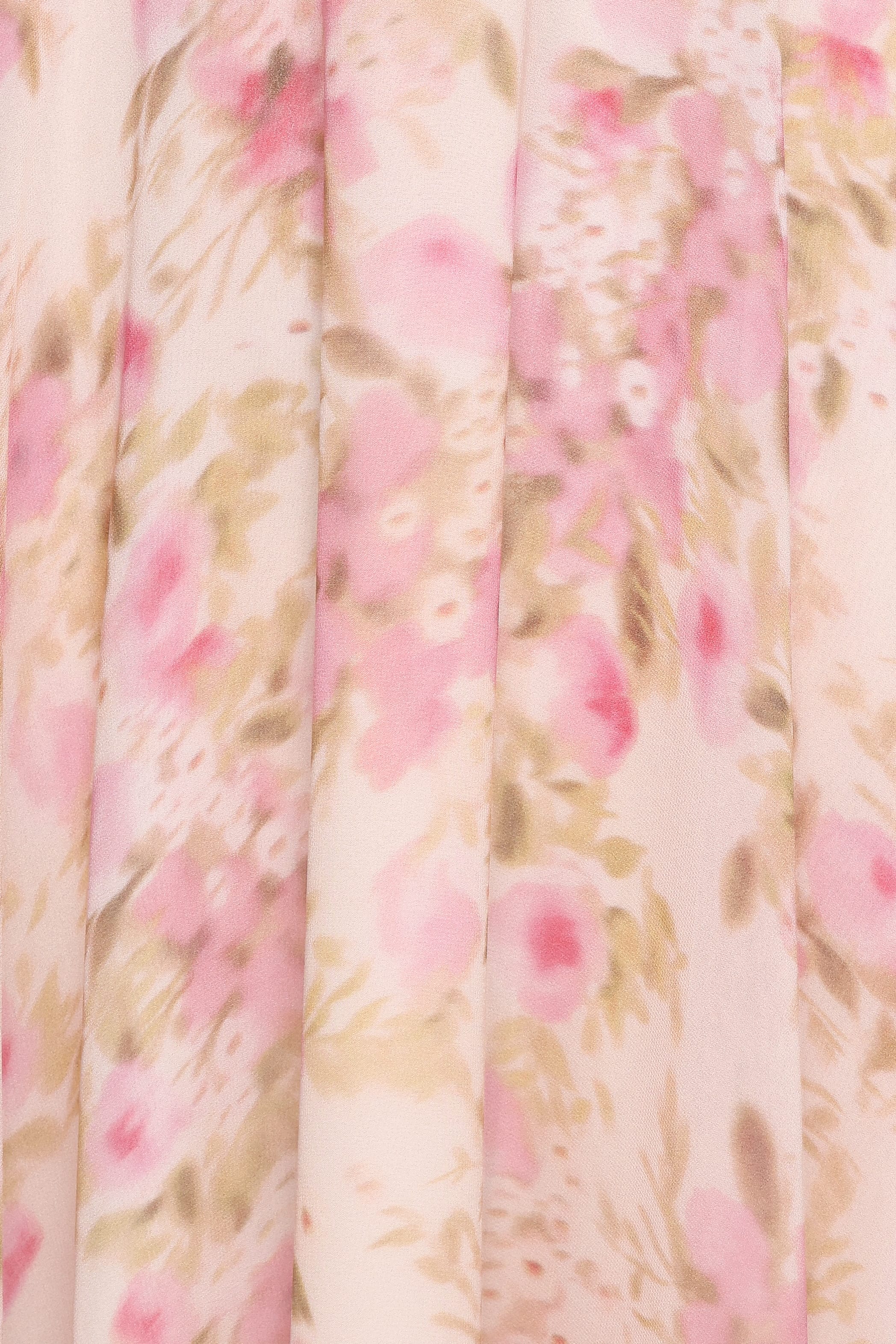 BOTTOMS Mena Pleated Maxi Skirt - Blurred Pink Floral