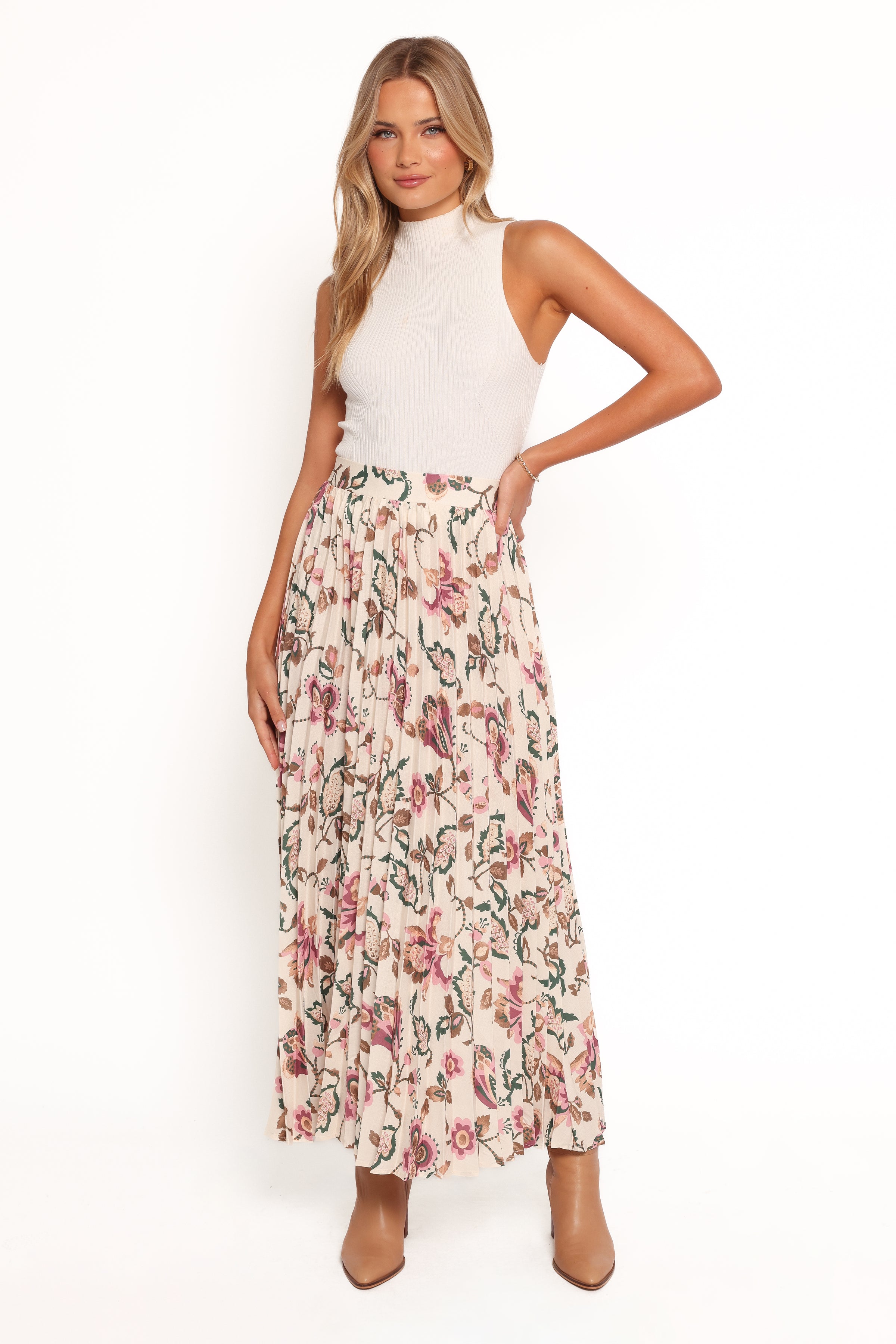 BOTTOMS Michael Pleated Midi Skirt - Paisley Floral
