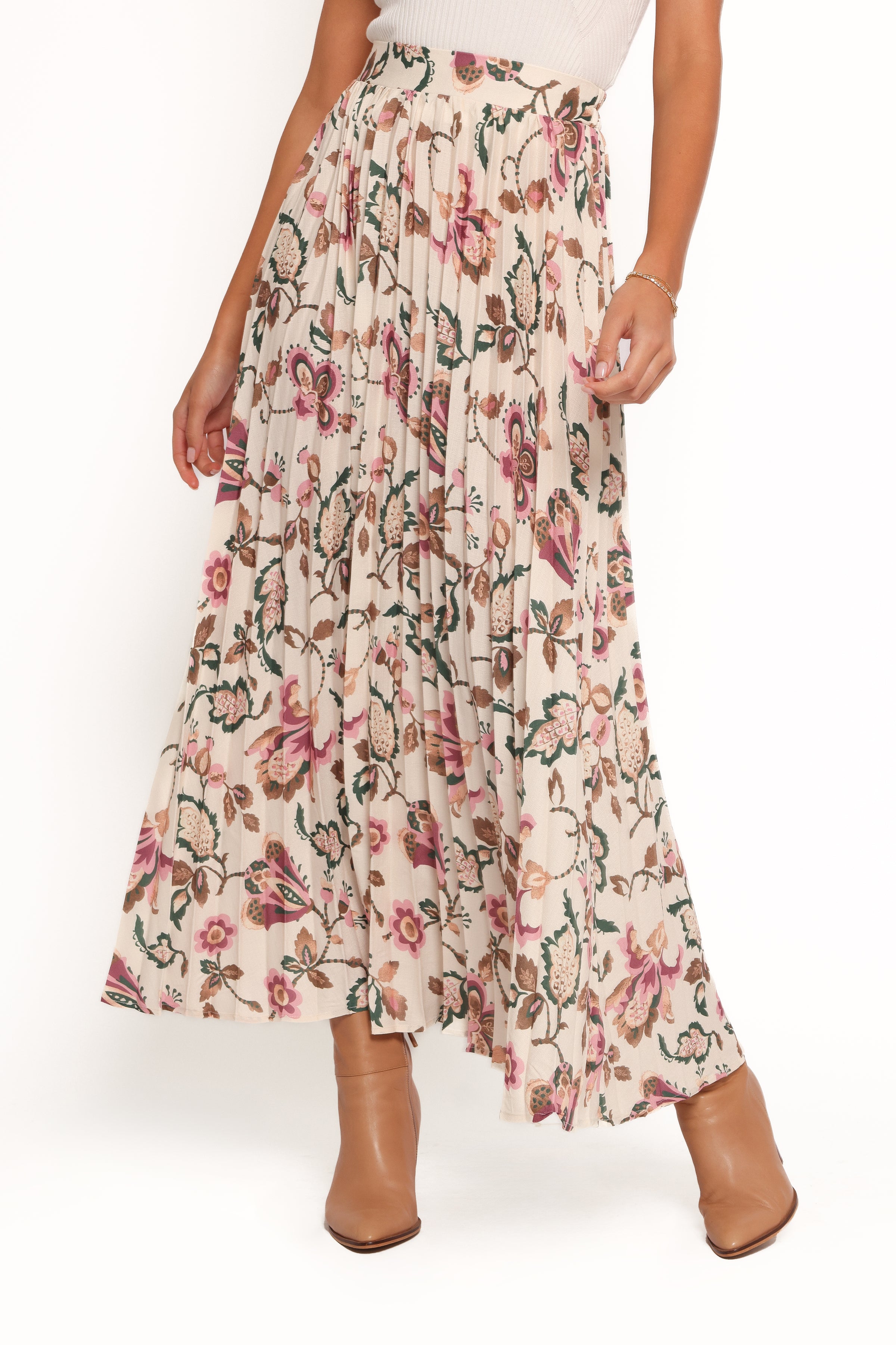 BOTTOMS Michael Pleated Midi Skirt - Paisley Floral