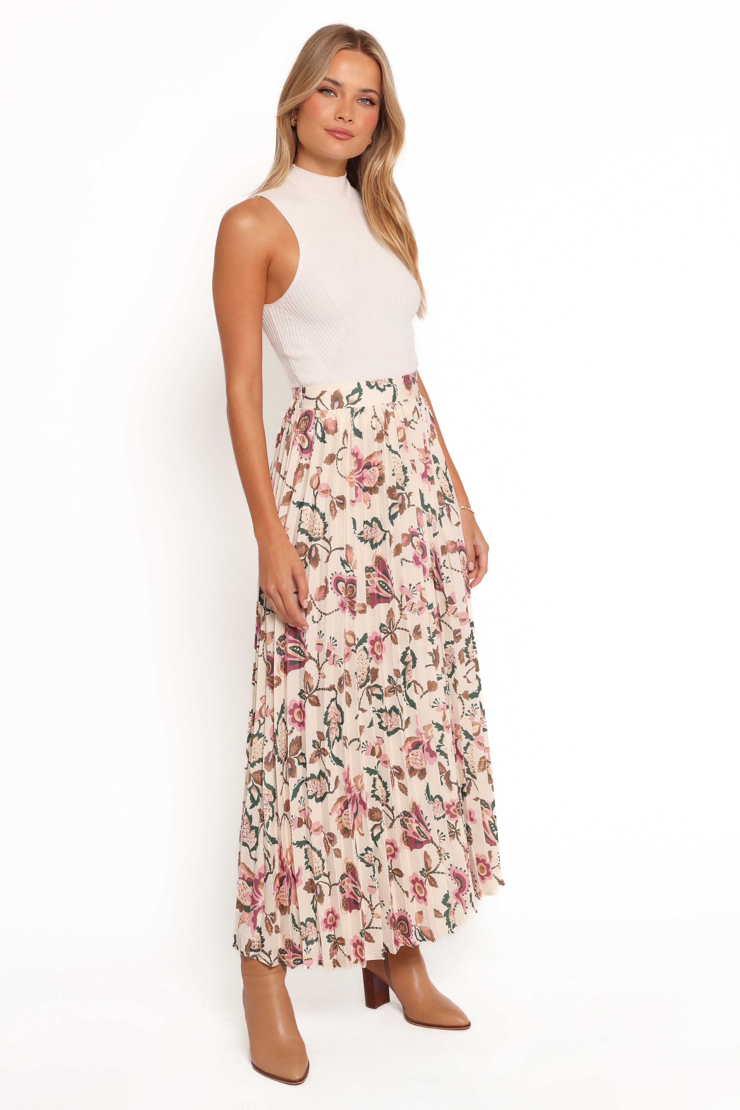 BOTTOMS Michael Pleated Midi Skirt - Paisley Floral