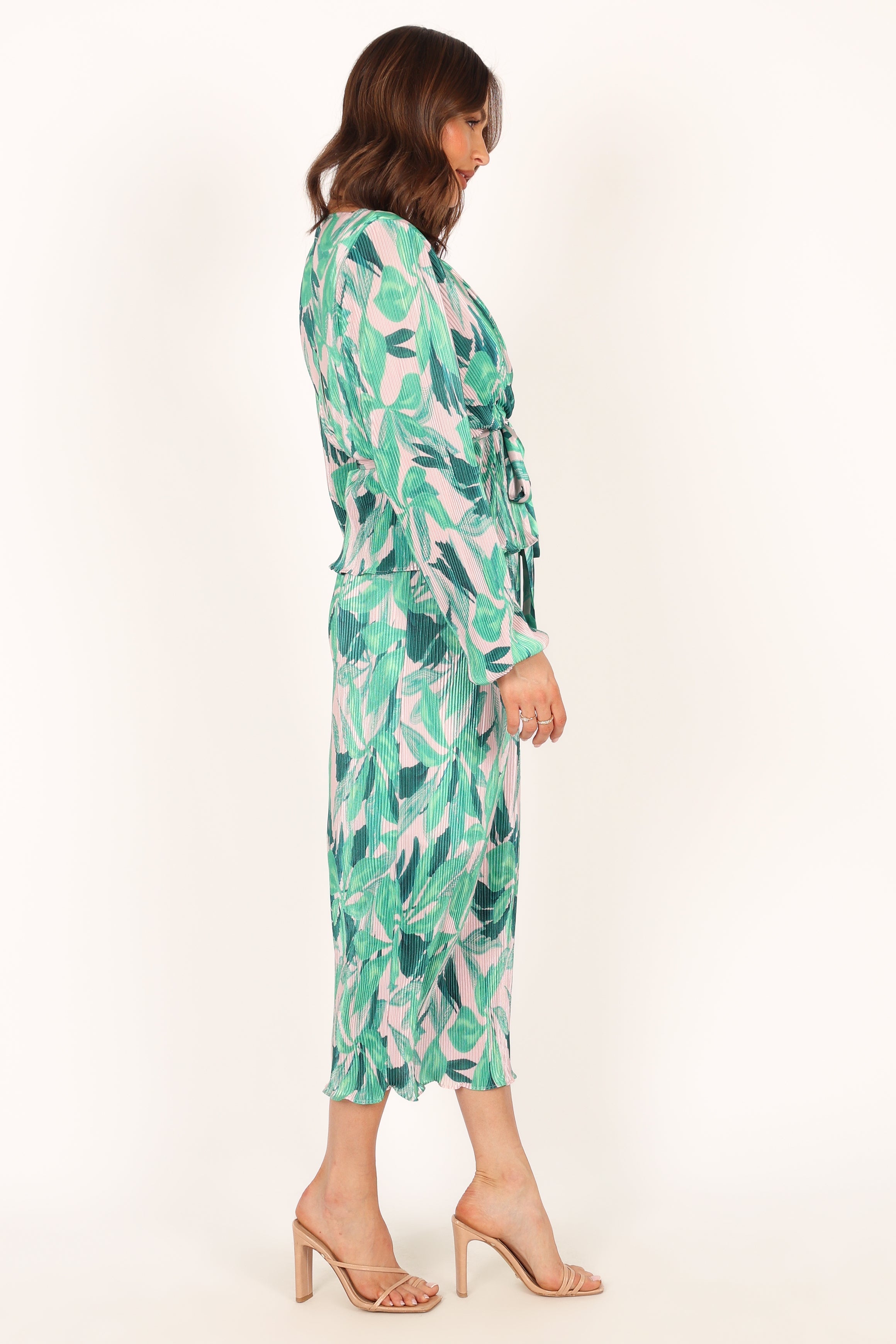 BOTTOMS @Minelli Pleat Midi Skirt - Green