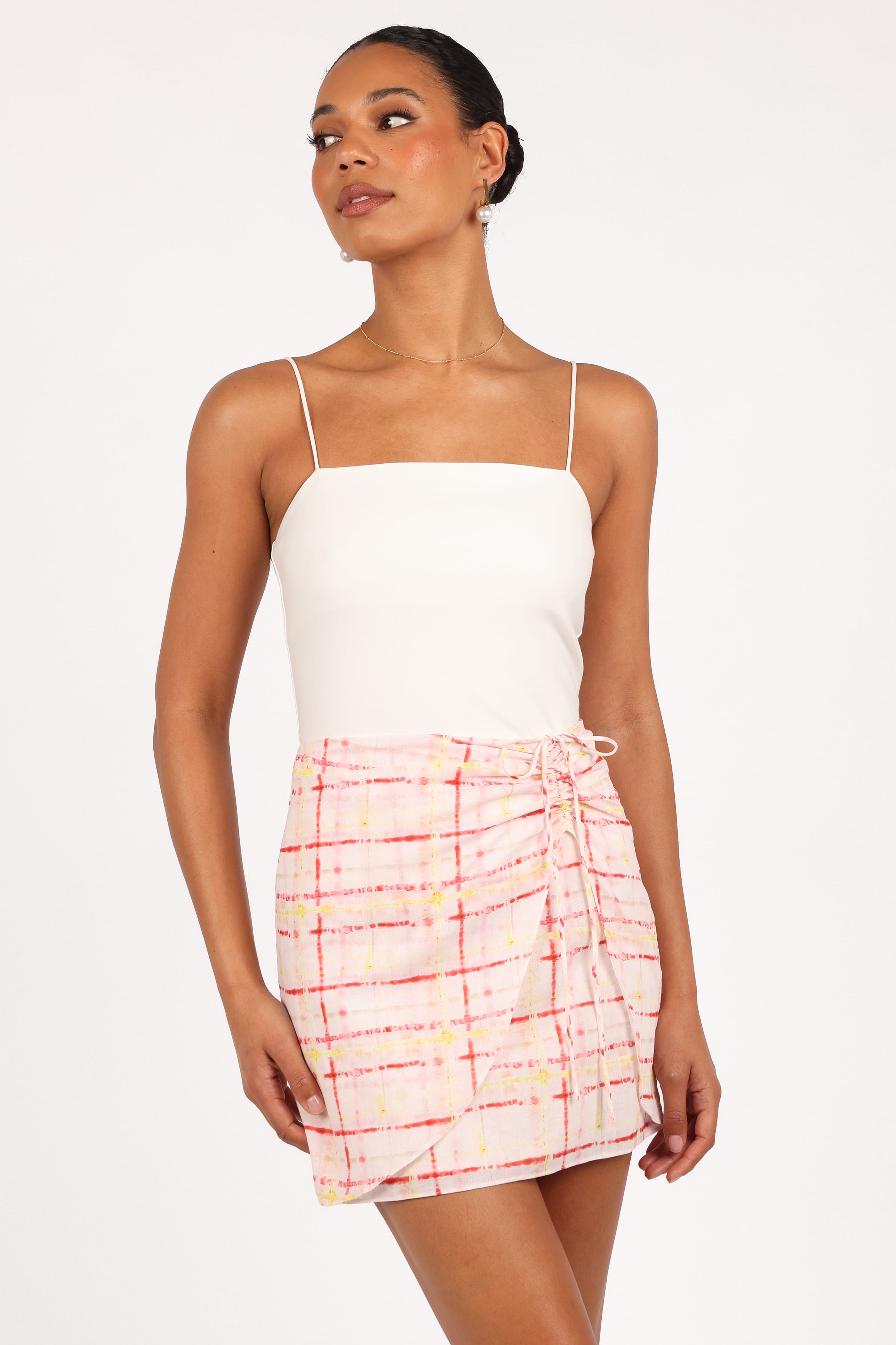 BOTTOMS Mirha Mini Skirt - Sunset Check