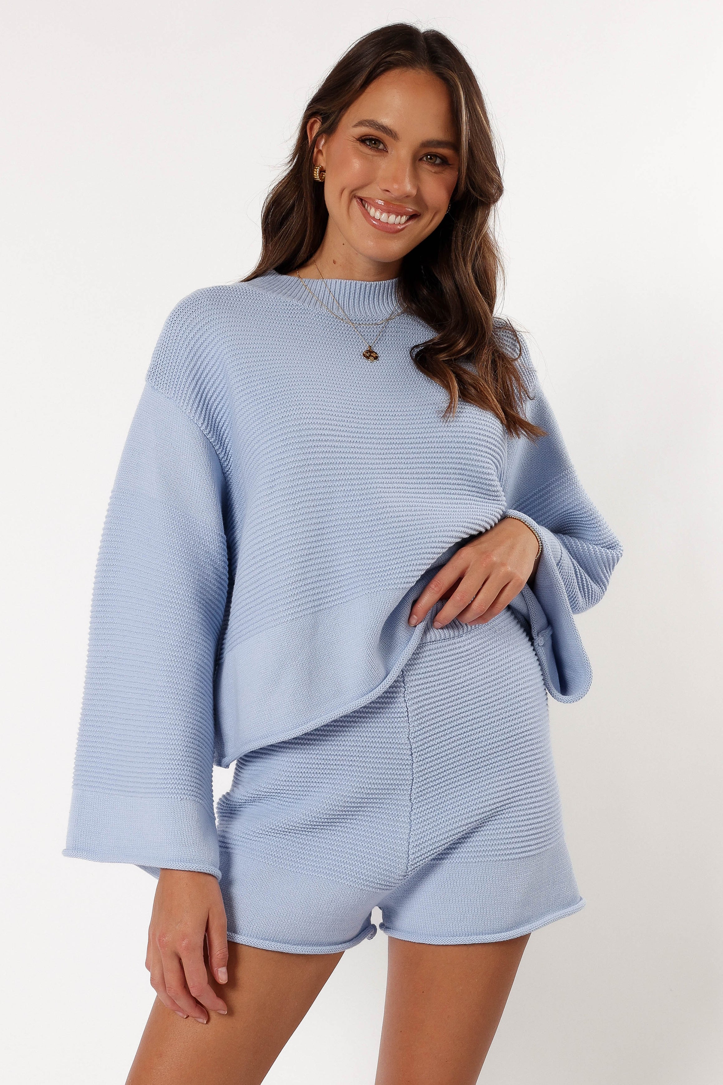 BOTTOMS @Myna Knit Short - Blue