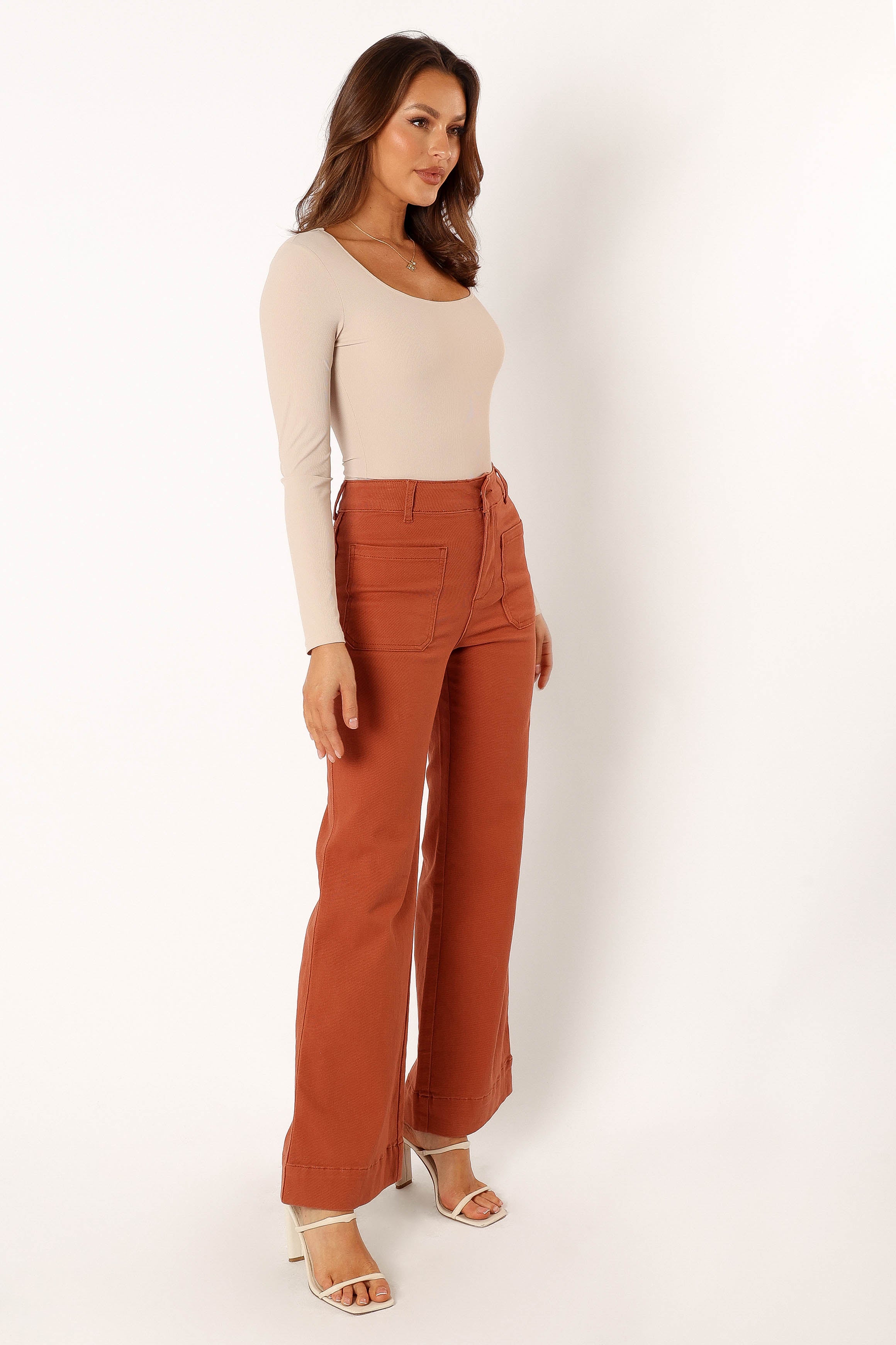 BOTTOMS @Nico Wide Leg Jean - Tan
