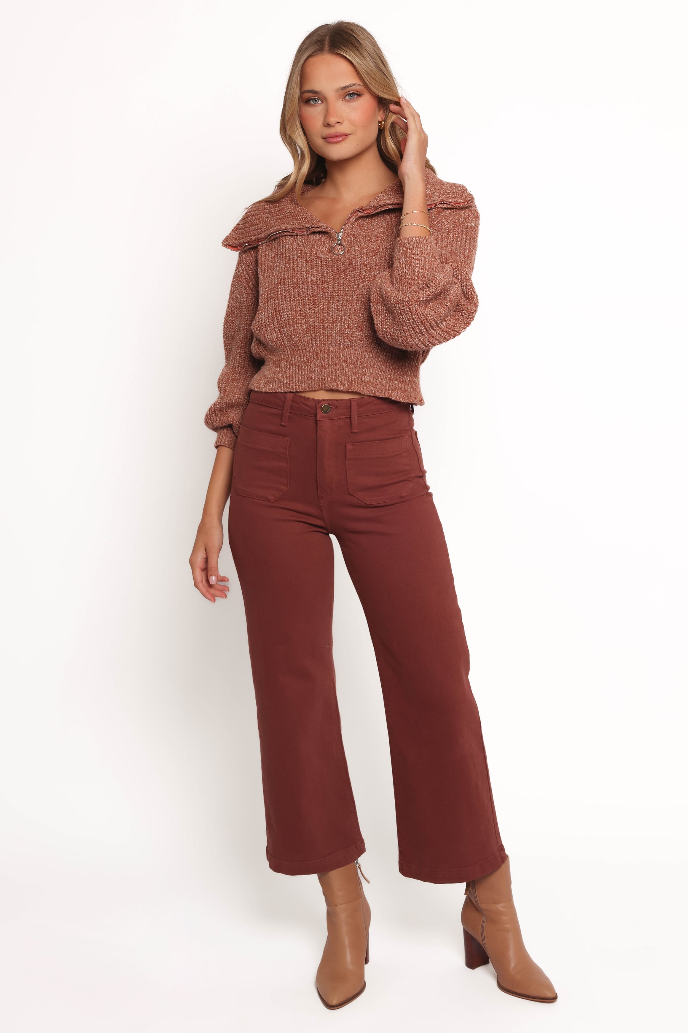 BOTTOMS Noah High Rise Wide Leg Jean - Bronze
