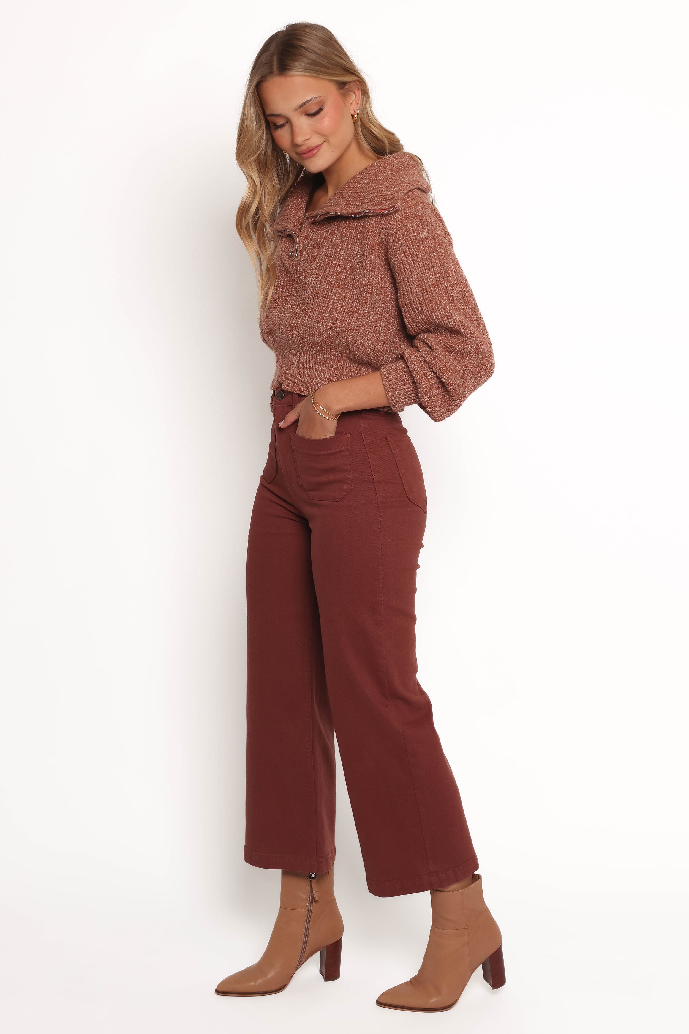 BOTTOMS Noah High Rise Wide Leg Jean - Bronze