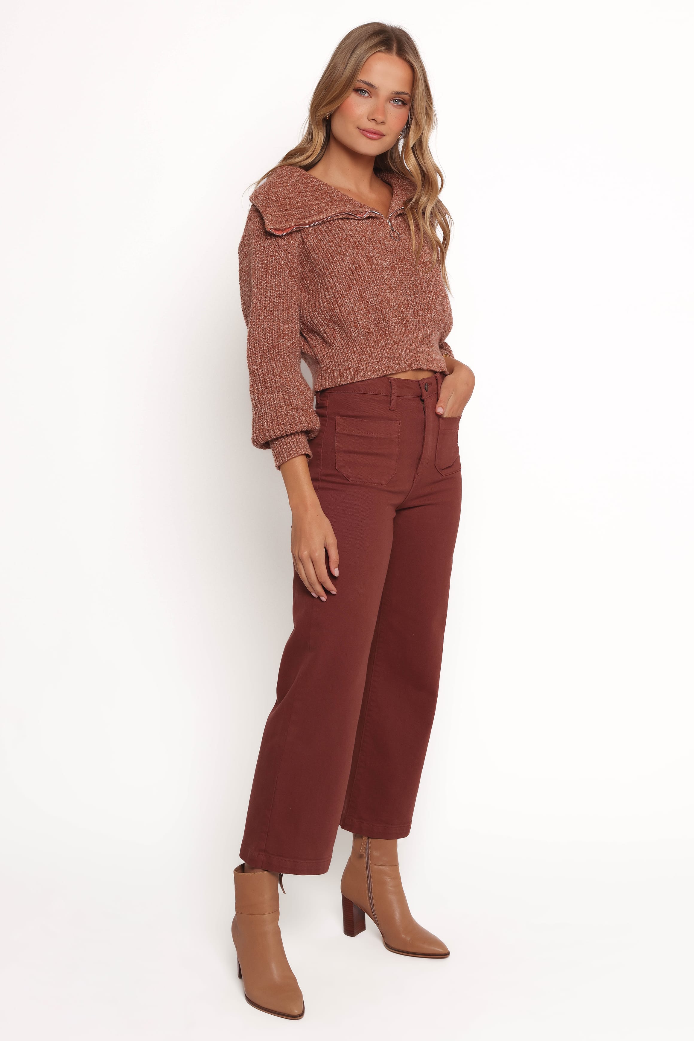 BOTTOMS Noah High Rise Wide Leg Jean - Bronze