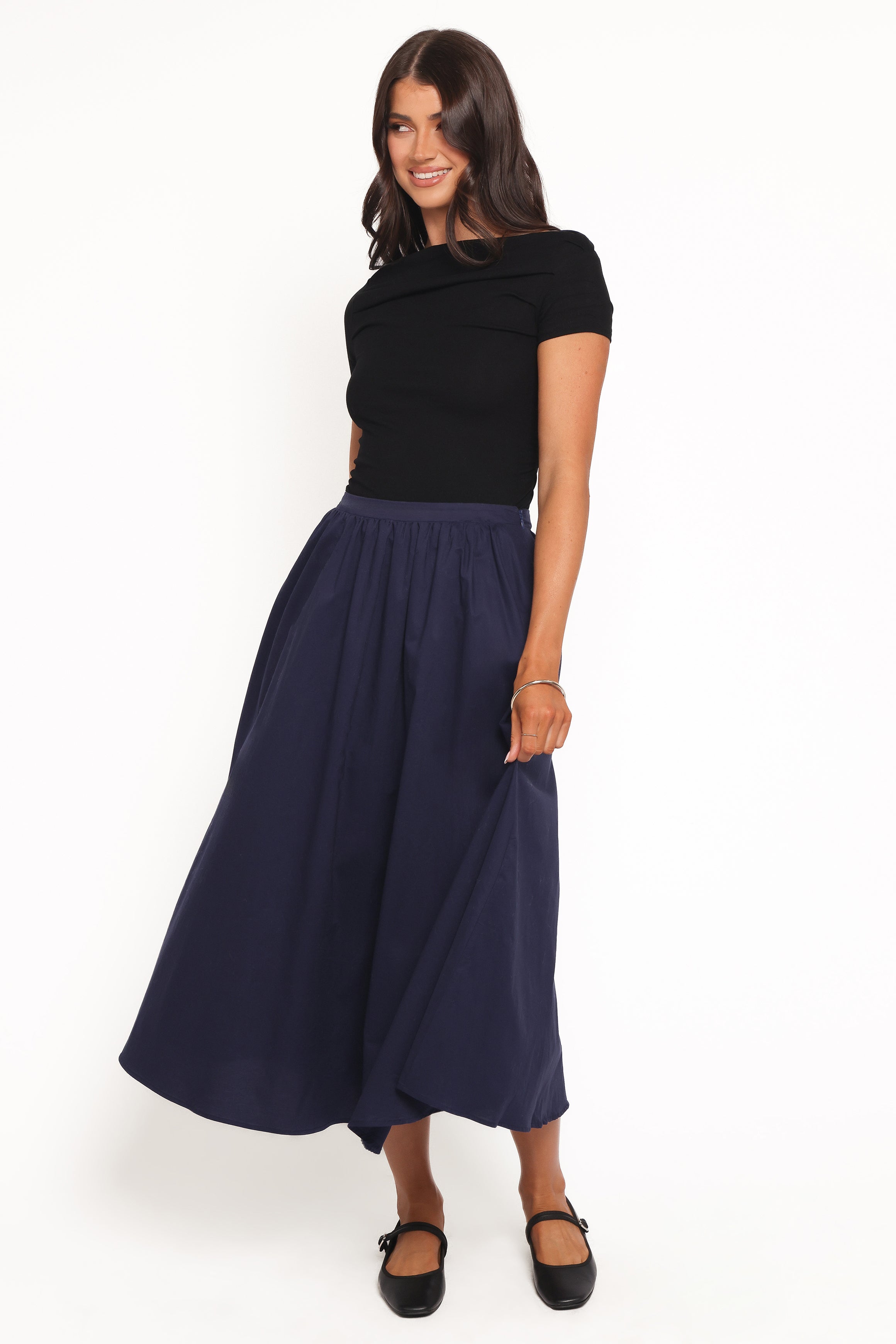 BOTTOMS Oakley Midi Skirt - Navy
