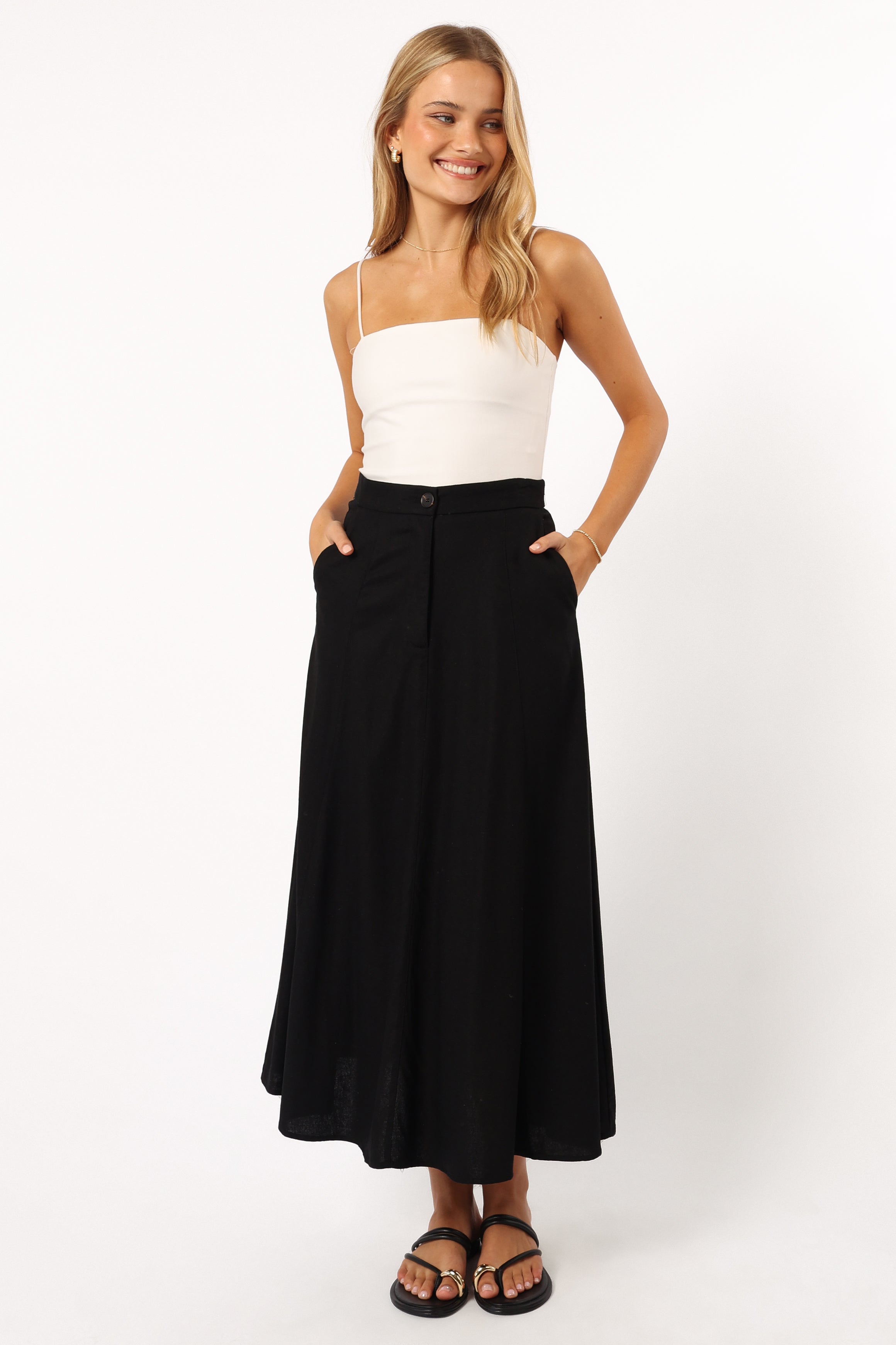 BOTTOMS @Odetta Maxi Skirt - Black (Hold for Euro Summer)