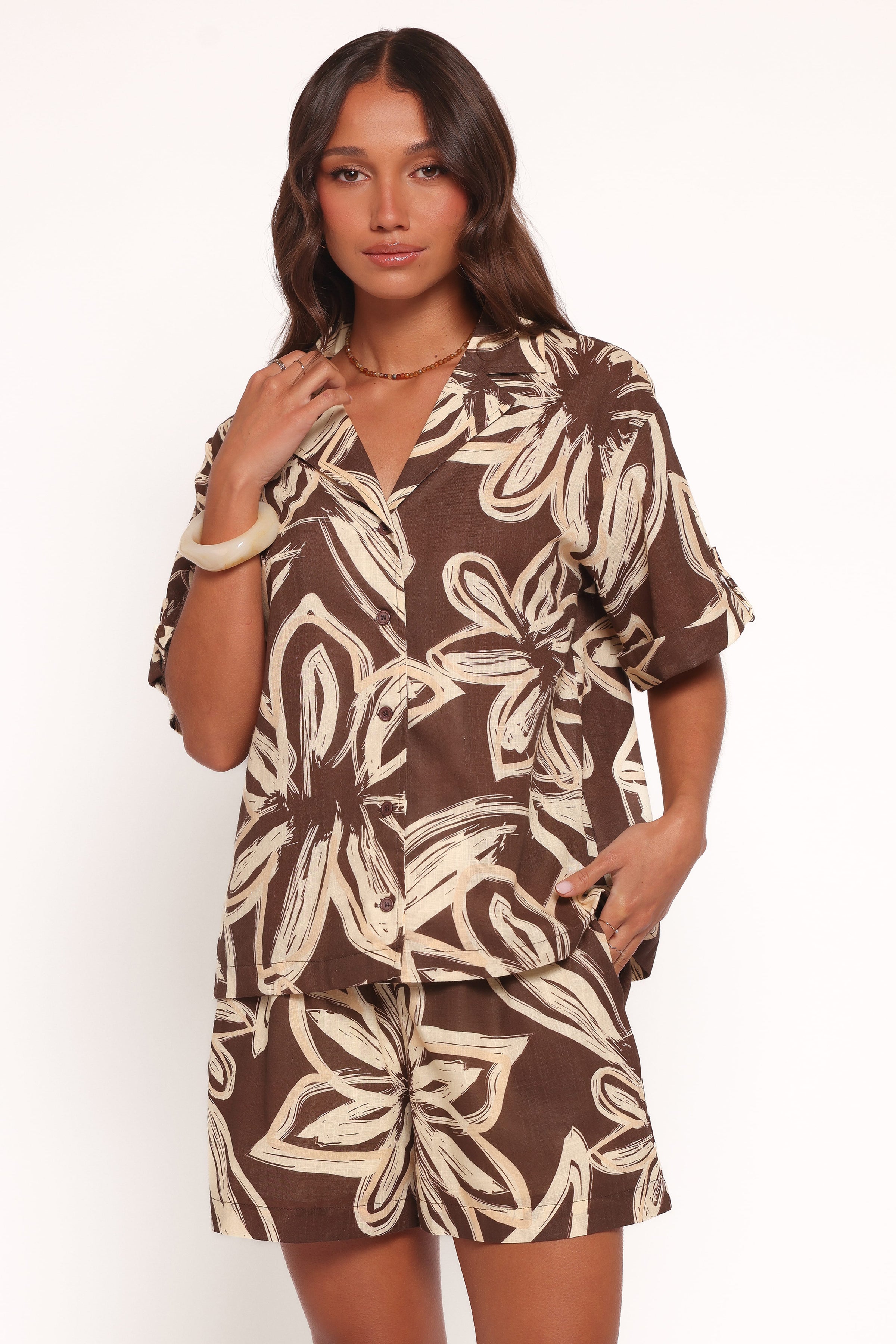 BOTTOMS Pacifica Shorts - Chocolate Floral
