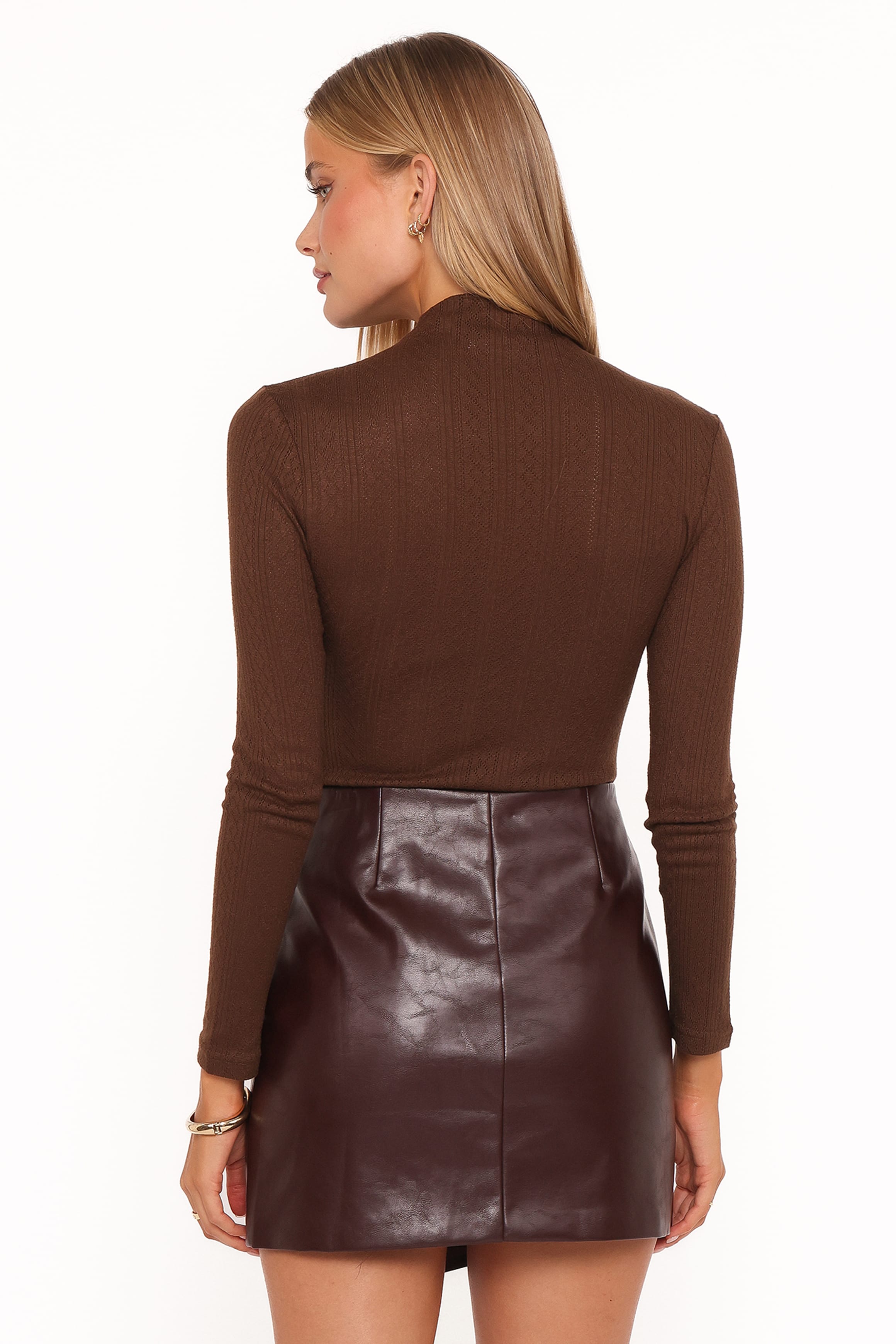 BOTTOMS Parker Faux Leather Mini Skirt - Burgundy
