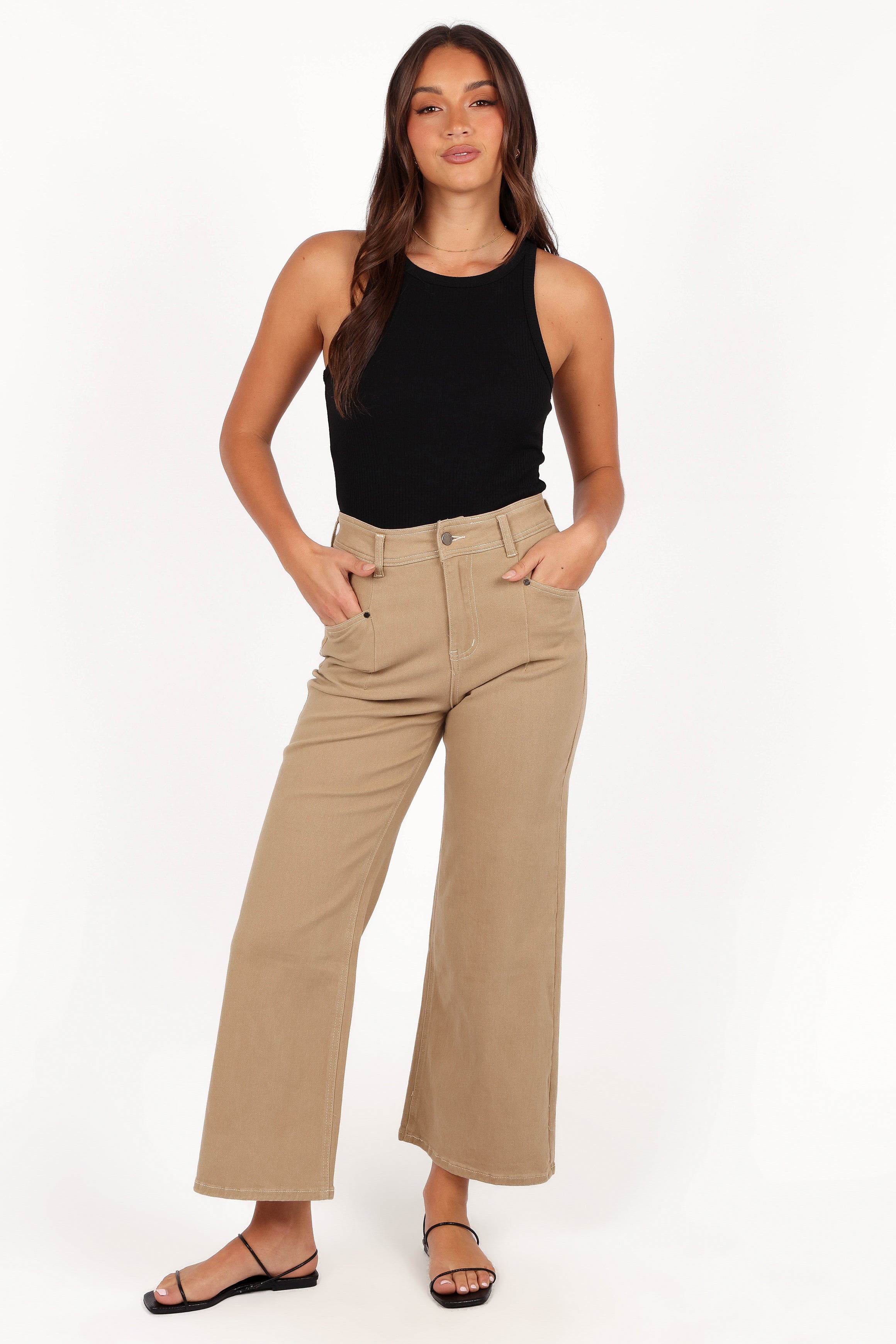 BOTTOMS Parson Wide Leg Pant - Taupe