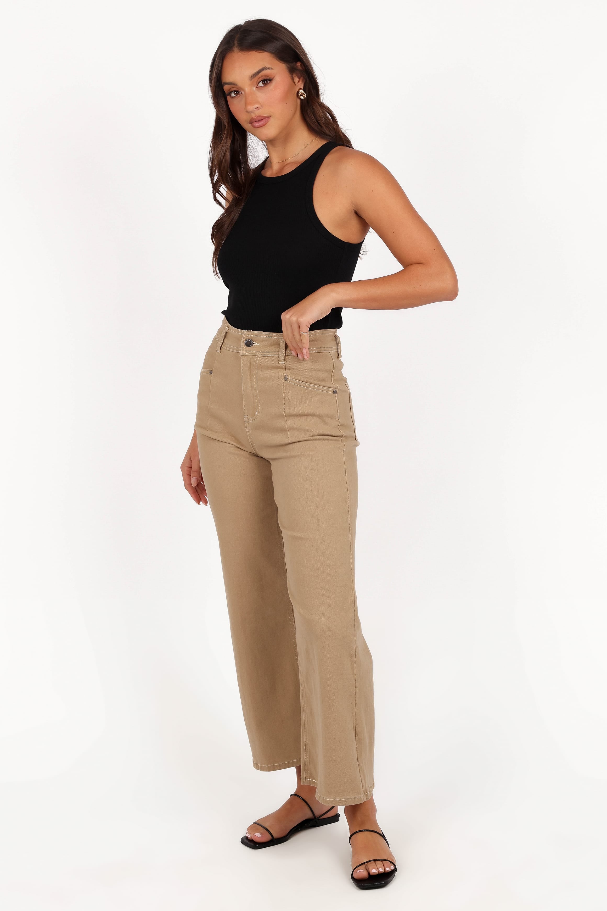 BOTTOMS Parson Wide Leg Pant - Taupe