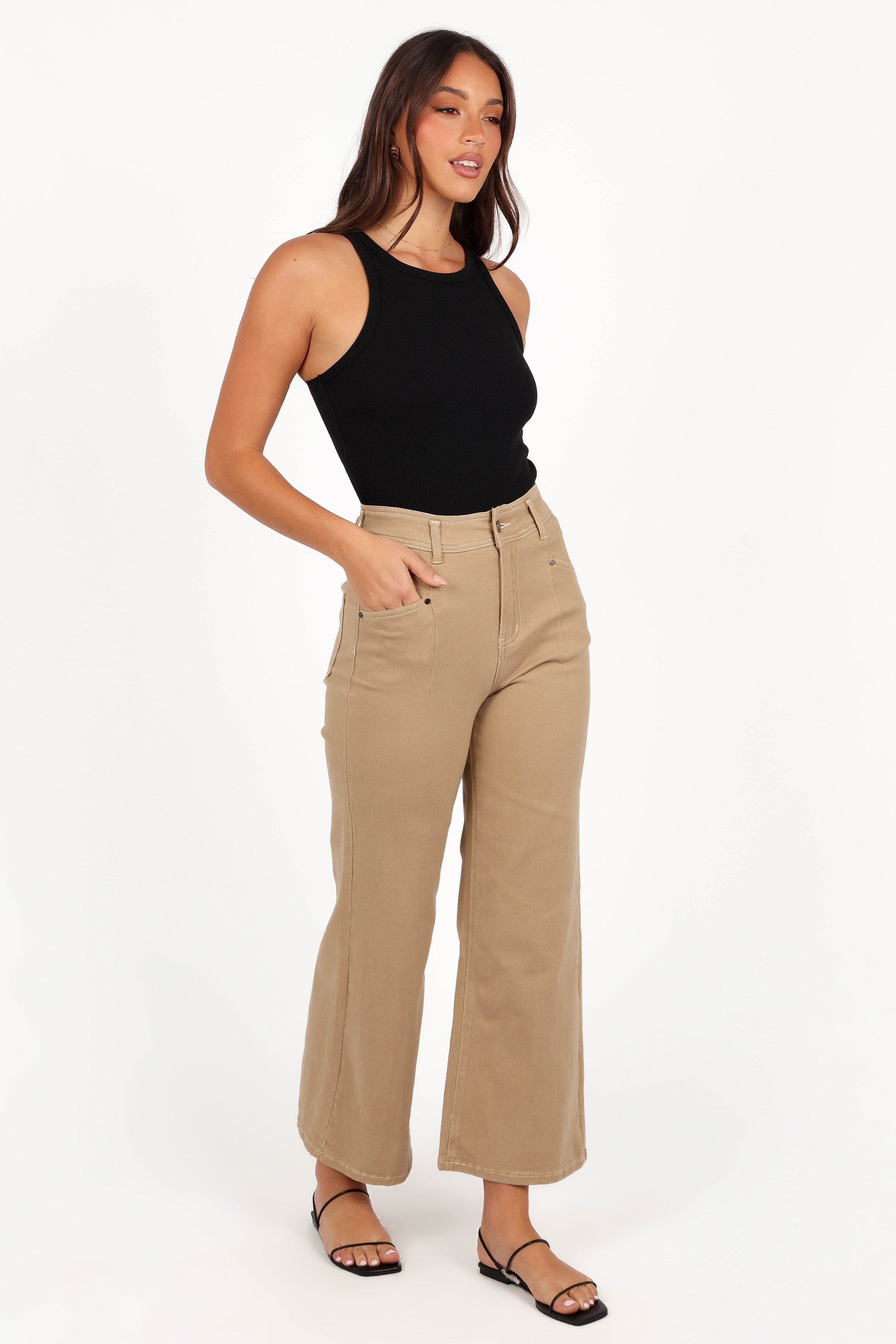 BOTTOMS Parson Wide Leg Pant - Taupe