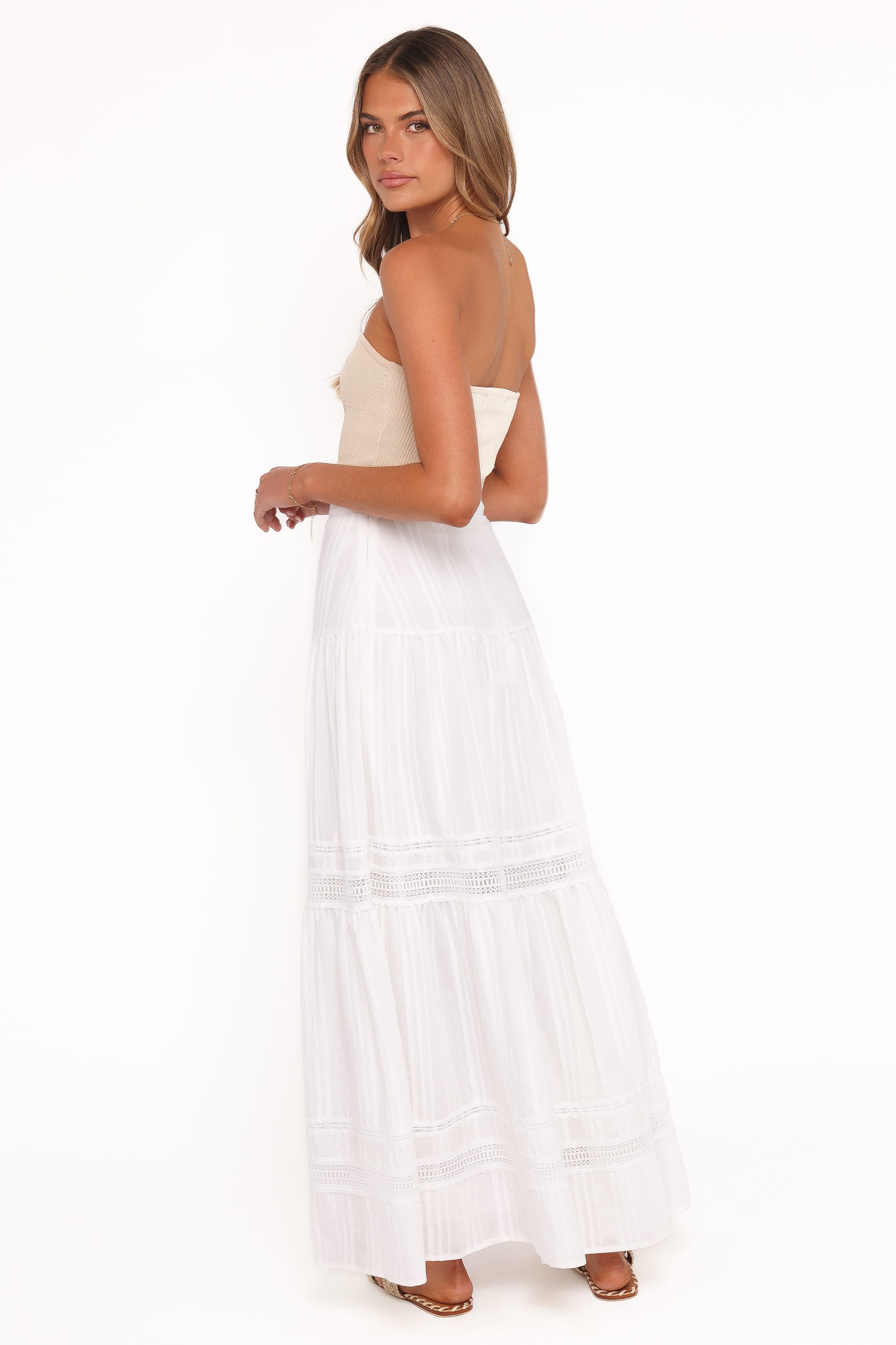 BOTTOMS Peony Maxi Skirt - White
