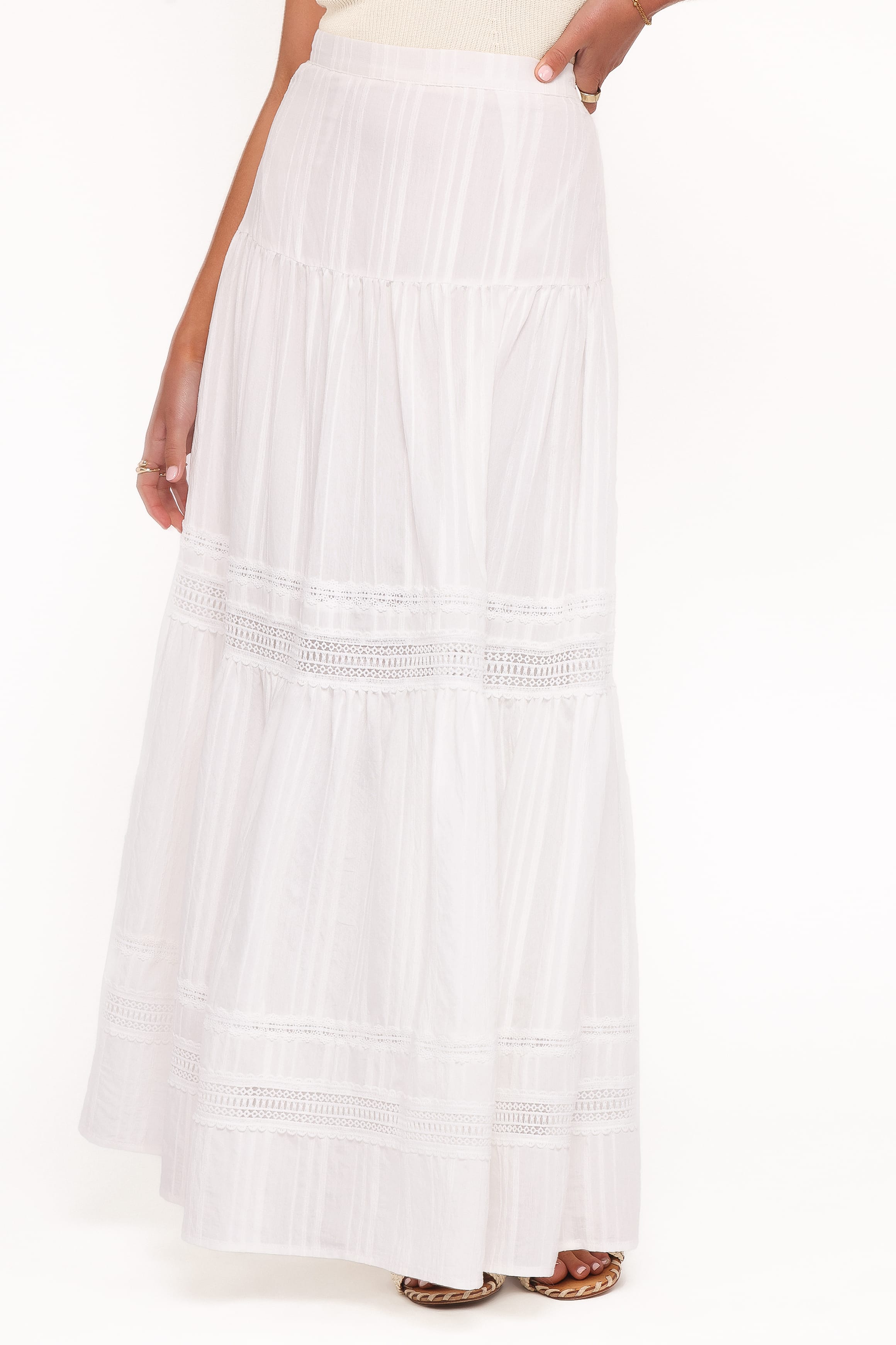 BOTTOMS Peony Maxi Skirt - White