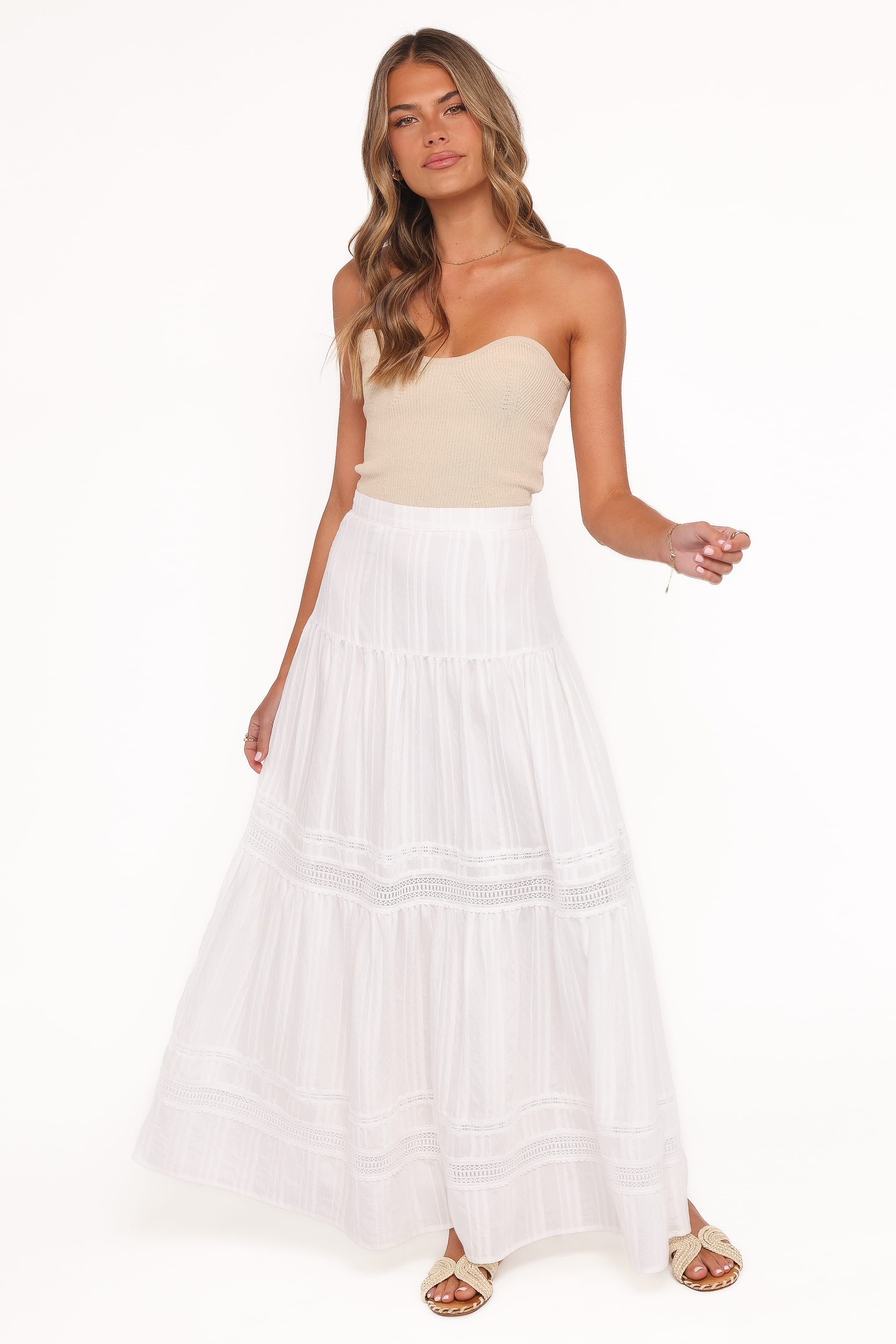 BOTTOMS Peony Maxi Skirt - White