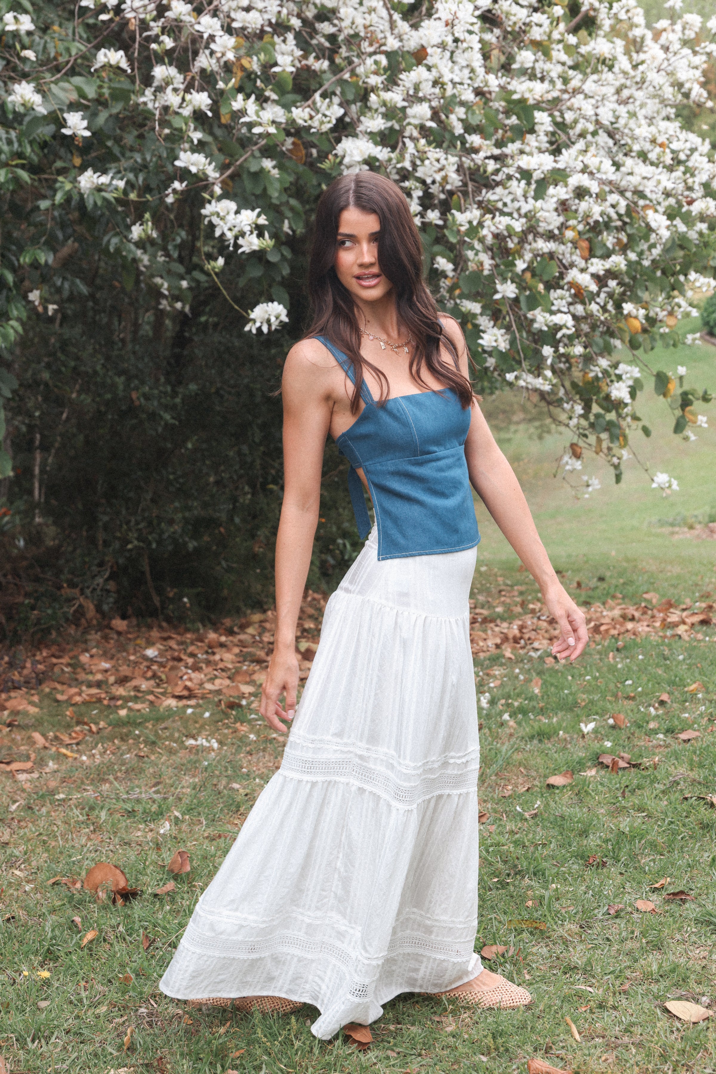 BOTTOMS Peony Maxi Skirt - White
