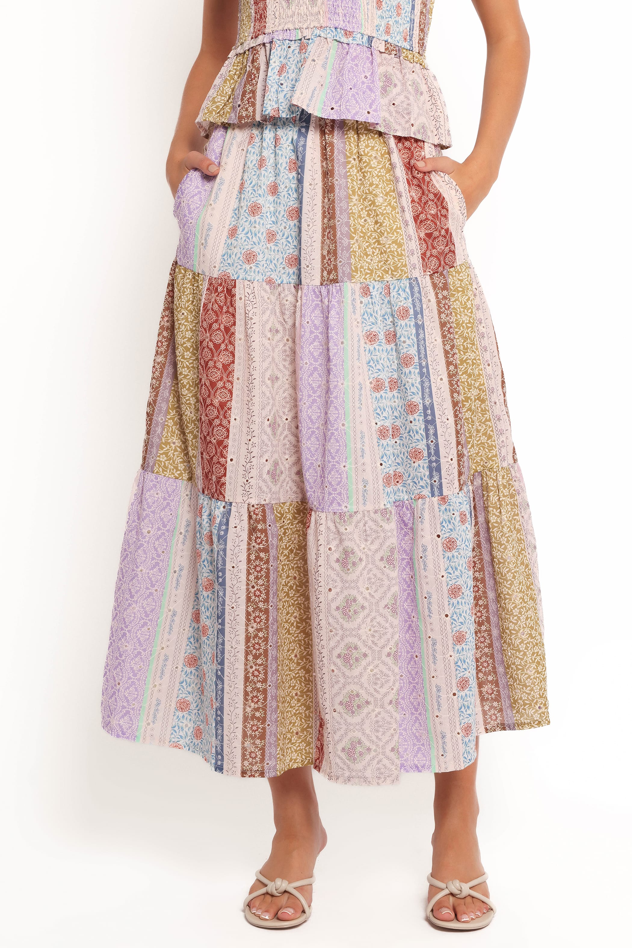 BOTTOMS Petai Patchwork Maxi Skirt - Botanic Multi