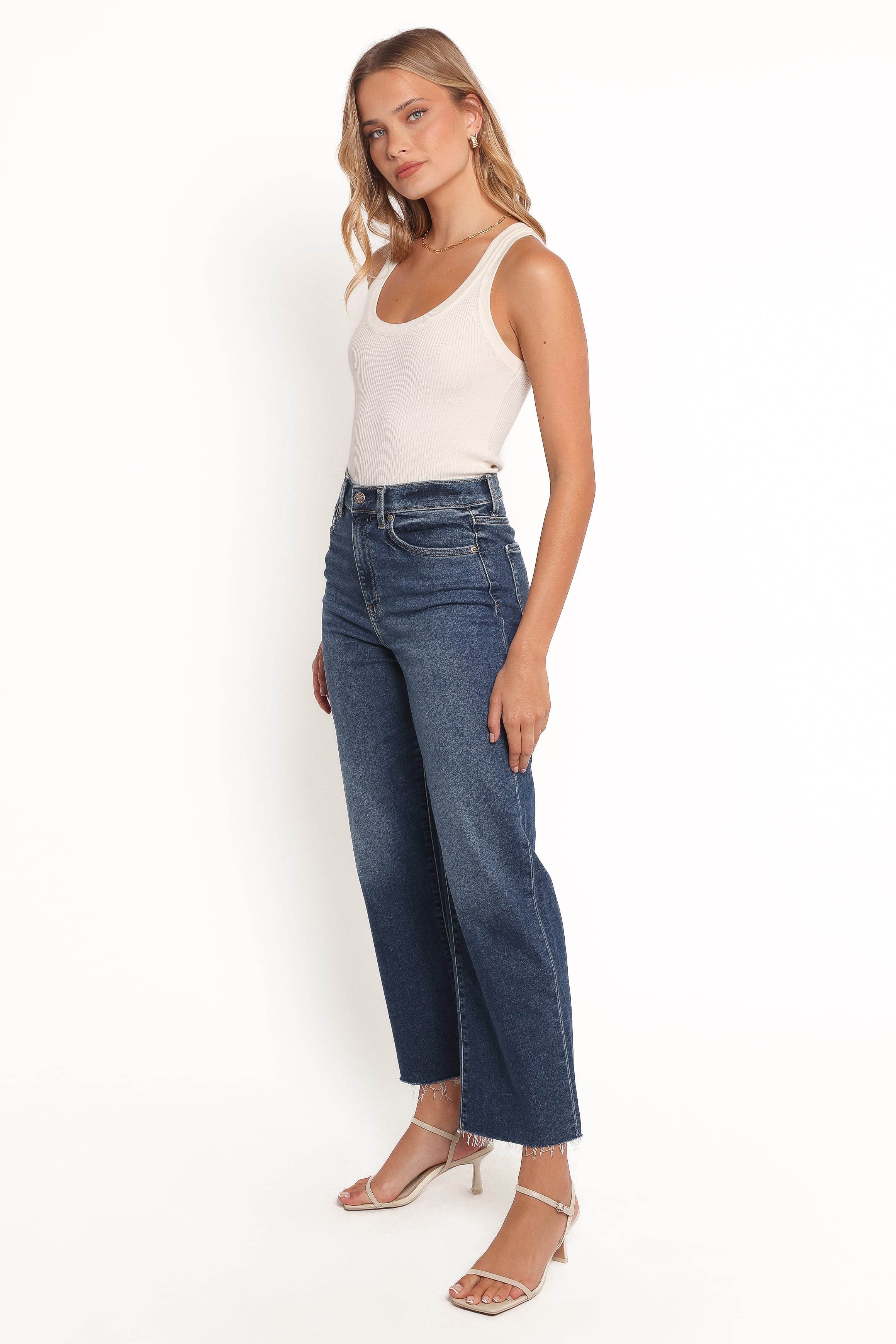 BOTTOMS Pleaser Wide Leg Crop Jean - Uptown