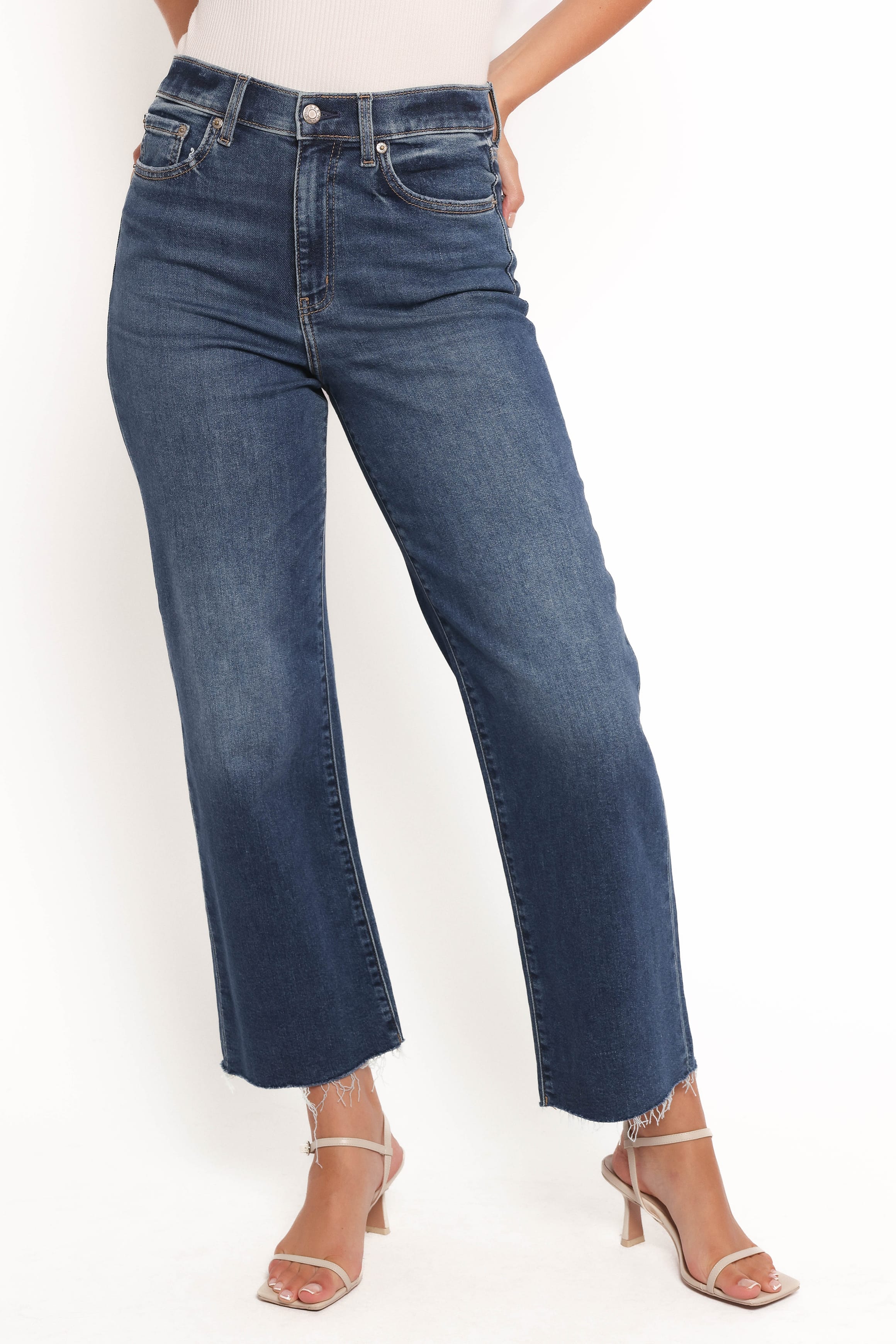 BOTTOMS Pleaser Wide Leg Crop Jean - Uptown